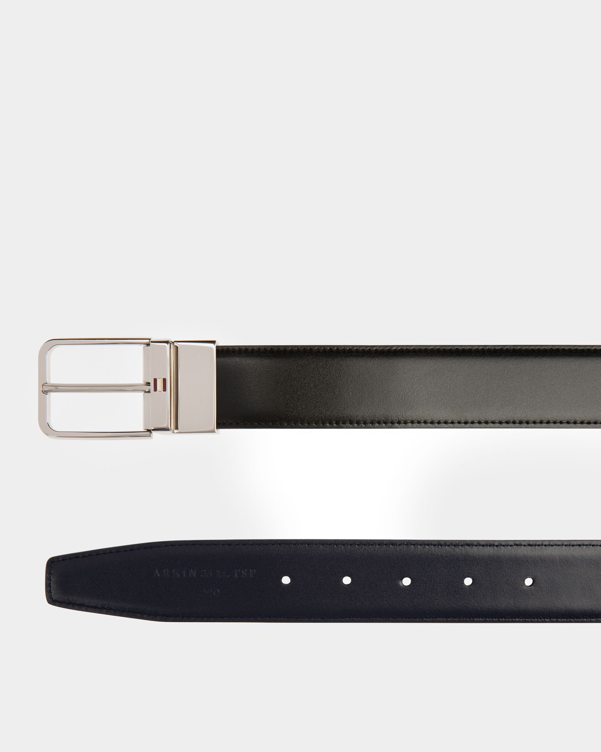 Arkin Cintura Da 35 Mm In Pelle Nera E Navy - Uomo - Bally - 02