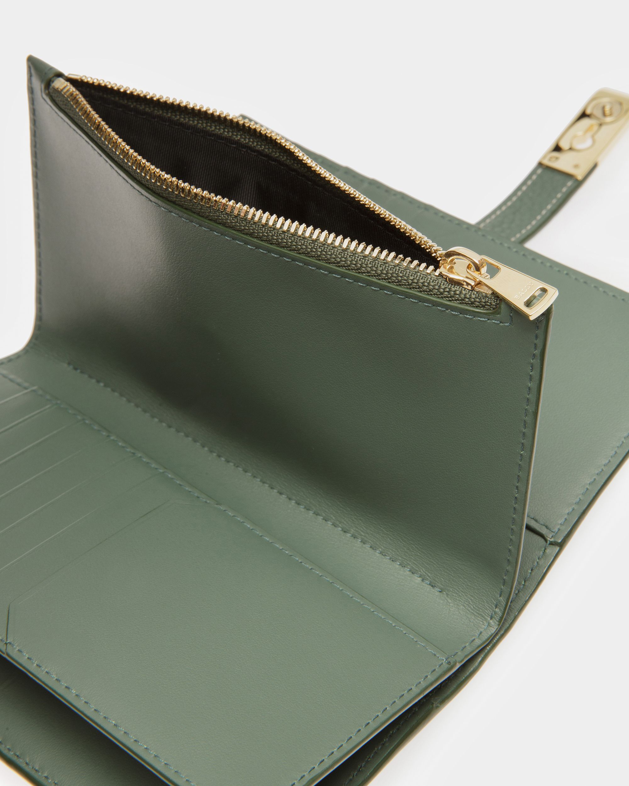 Amber Portafoglio In Pelle Verde Salvia - Donna - Bally - 04