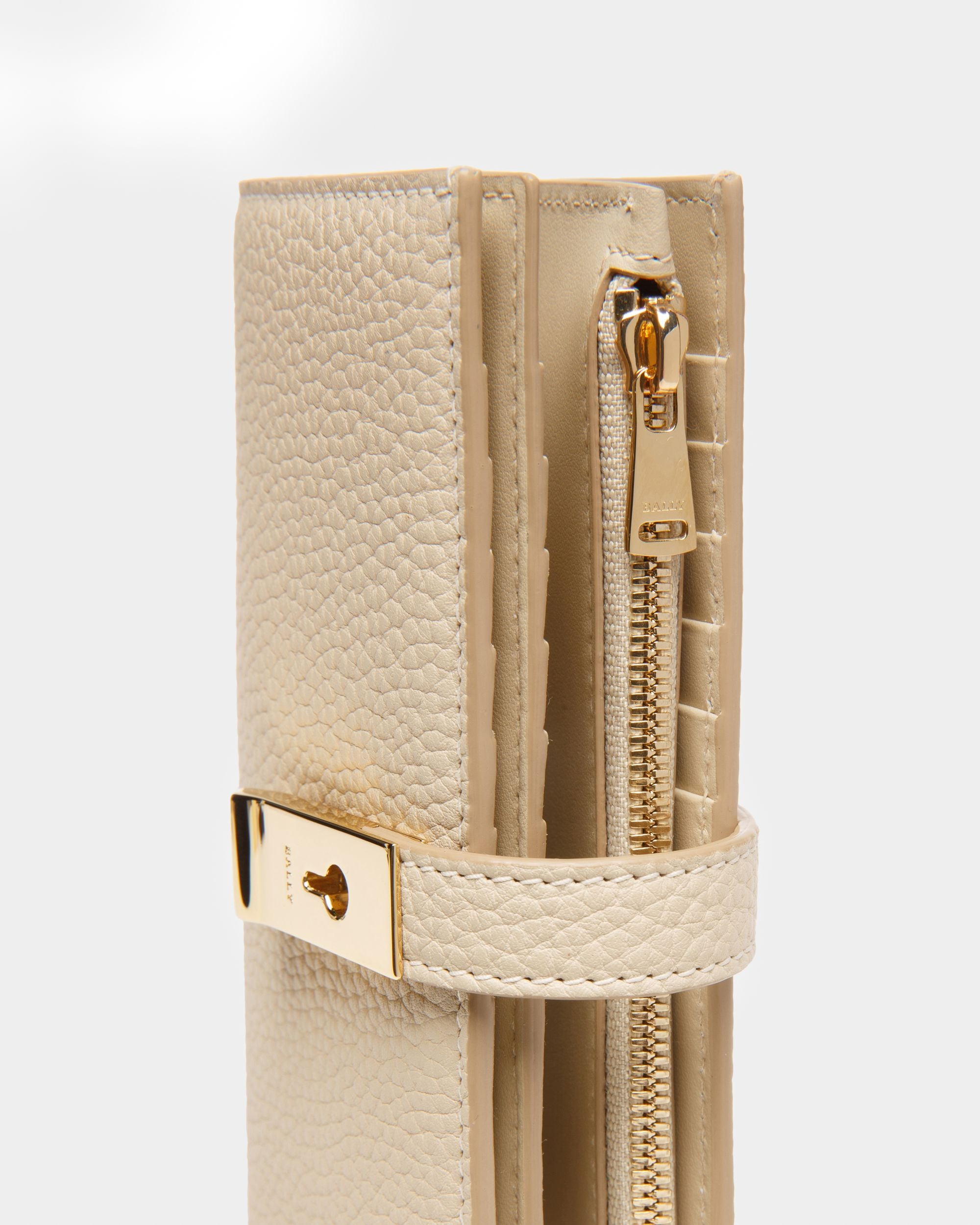 Amber Portafoglio Tipo Francese In Pelle Beige Chiaro - Donna - Bally - 04
