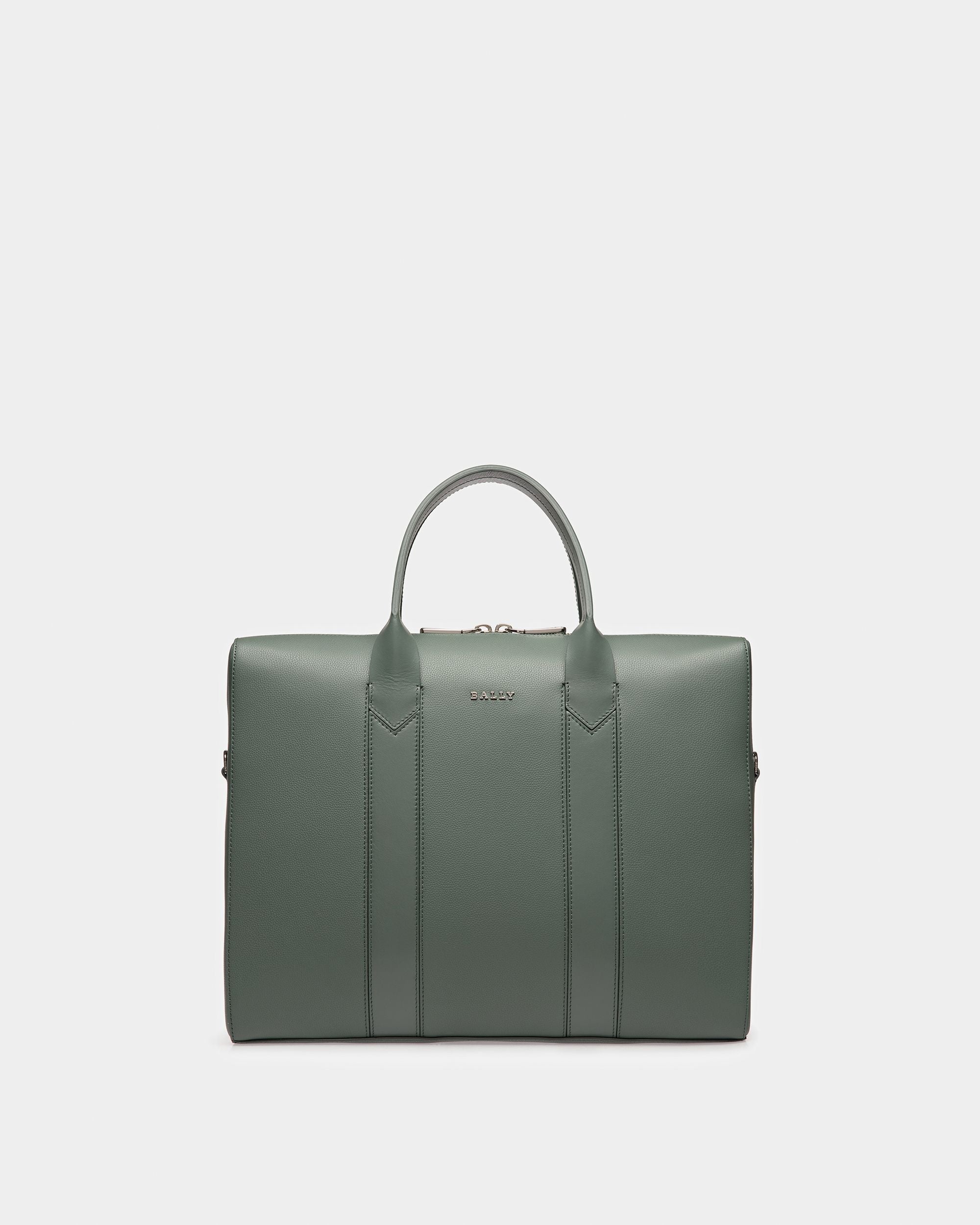 Elter Borsa Business In Pelle Verde Salvia E Grigio Chiaro - Uomo - Bally - 01