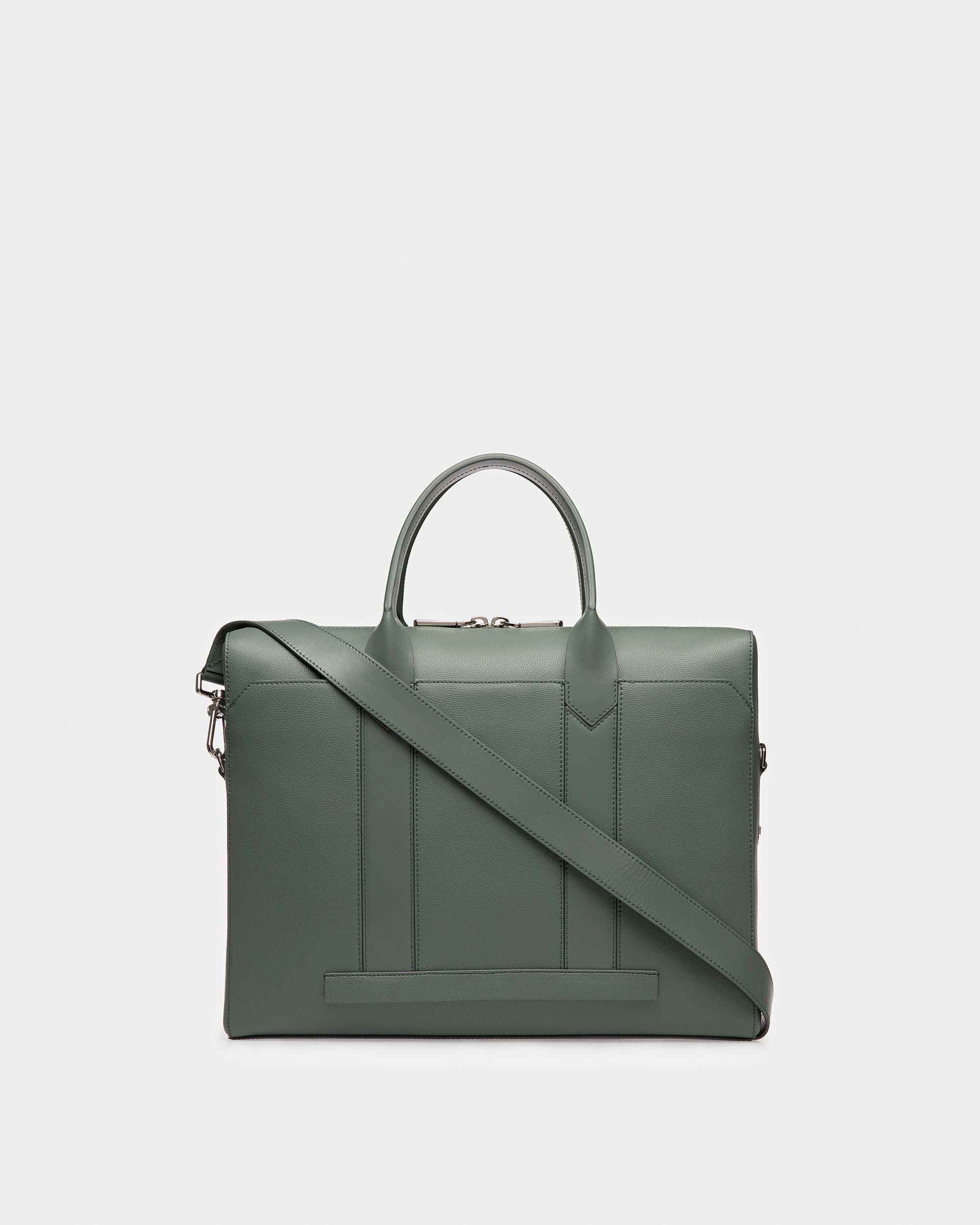 Elter Borsa Business In Pelle Verde Salvia E Grigio Chiaro - Uomo - Bally - 02