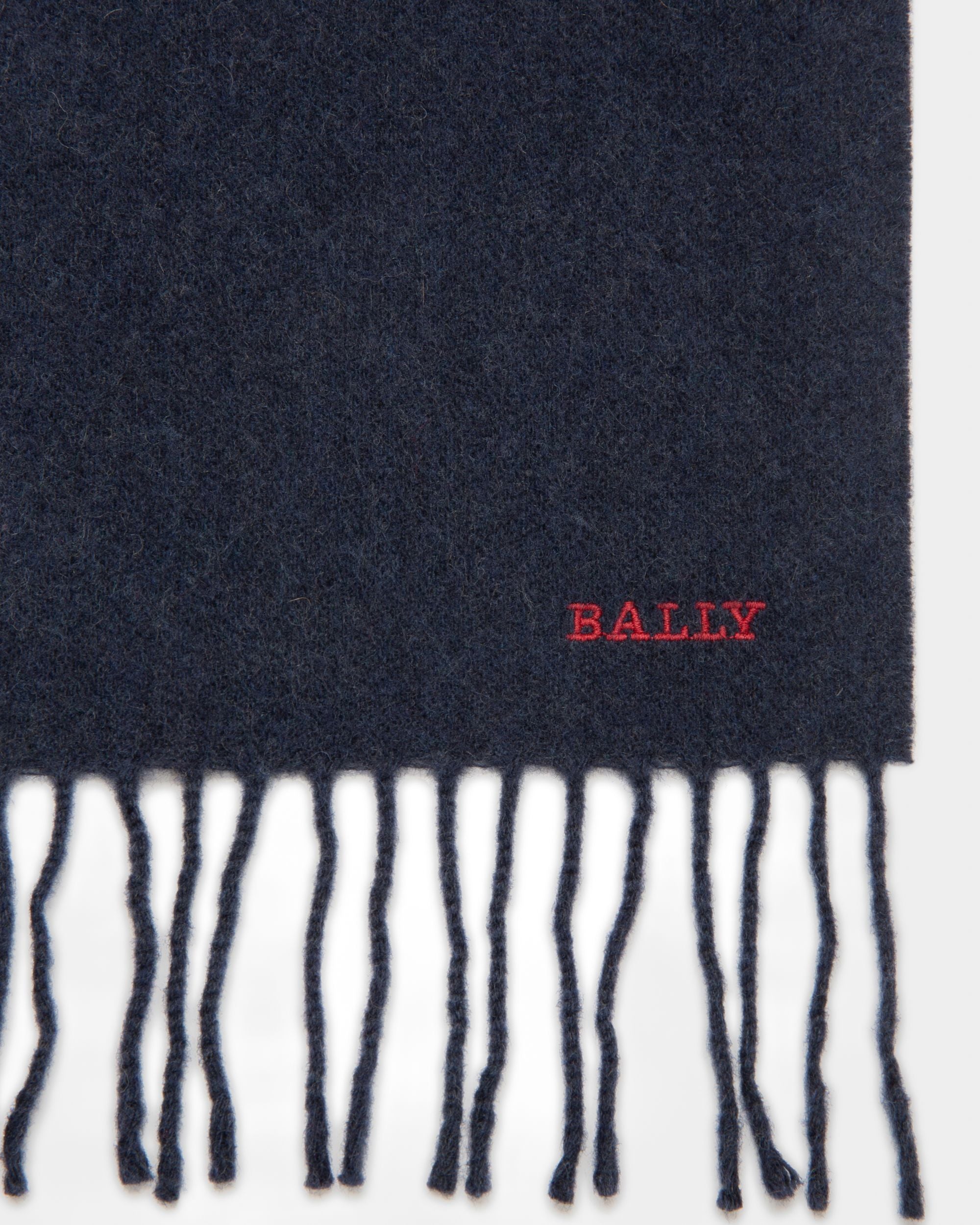 Sciarpa A Righe In Lana Merino E Cachemire Blu Navy - Uomo - Bally - 02