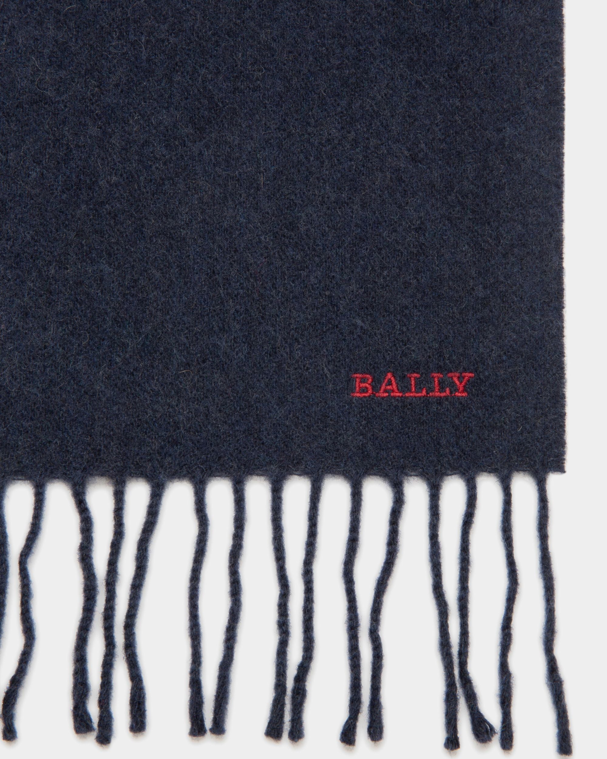 Sciarpa A Righe In Lana Merino E Cachemire Blu Navy - Uomo - Bally - 03
