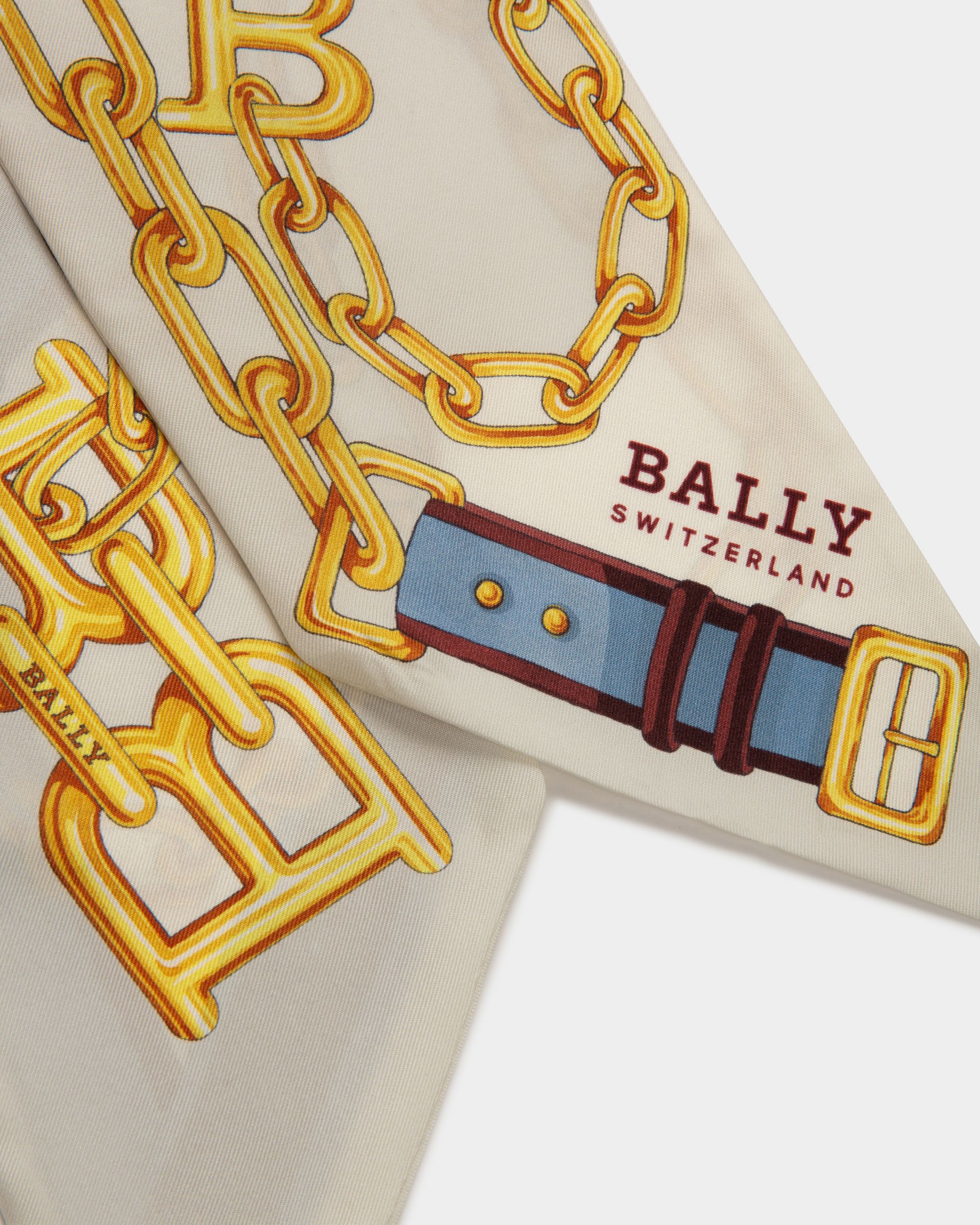 Bandeau B-Chain In Seta Avorio E Caramello - Donna - Bally - 02