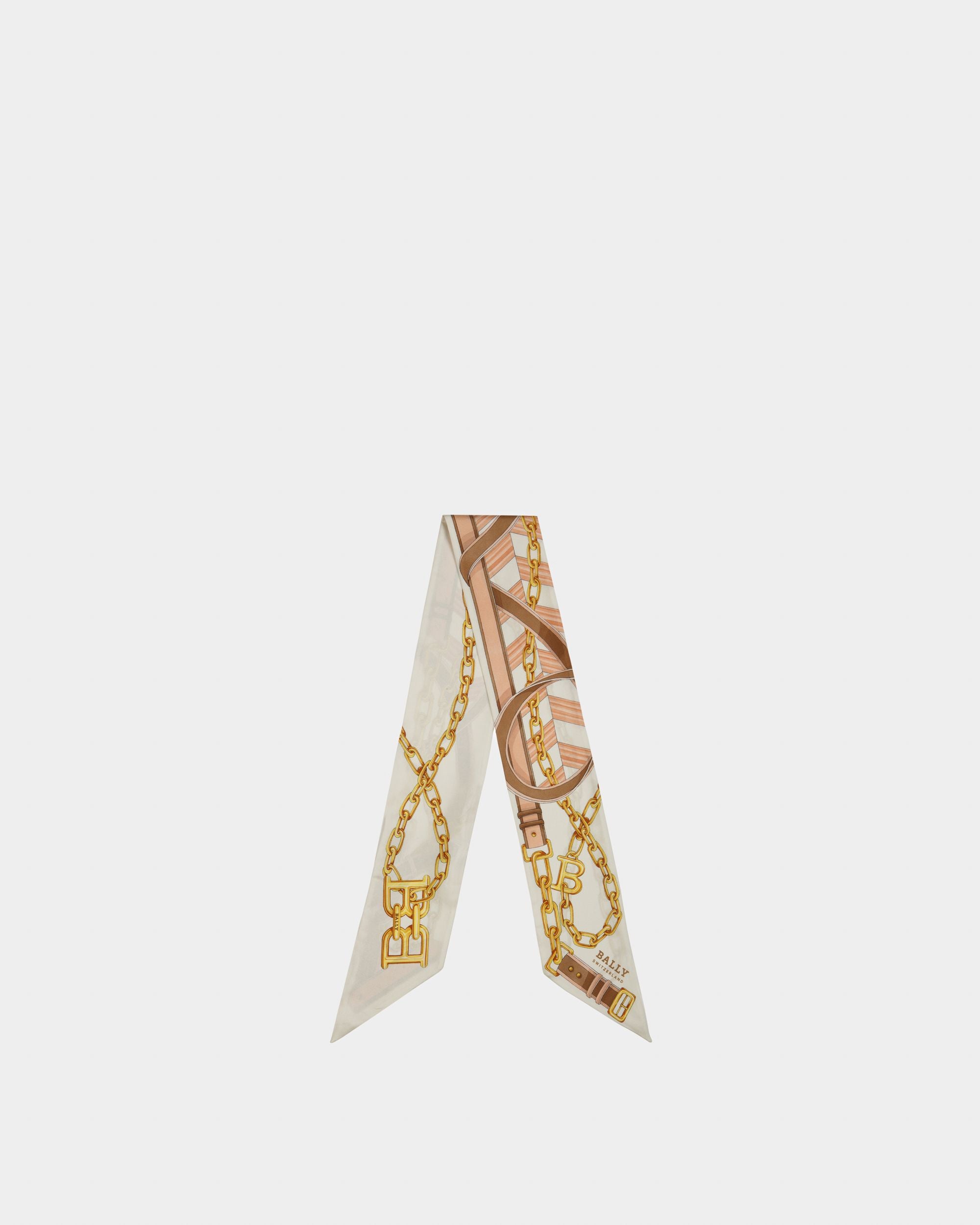 Bandeau B-Chain In Seta Avorio E Caramello - Donna - Bally - 01
