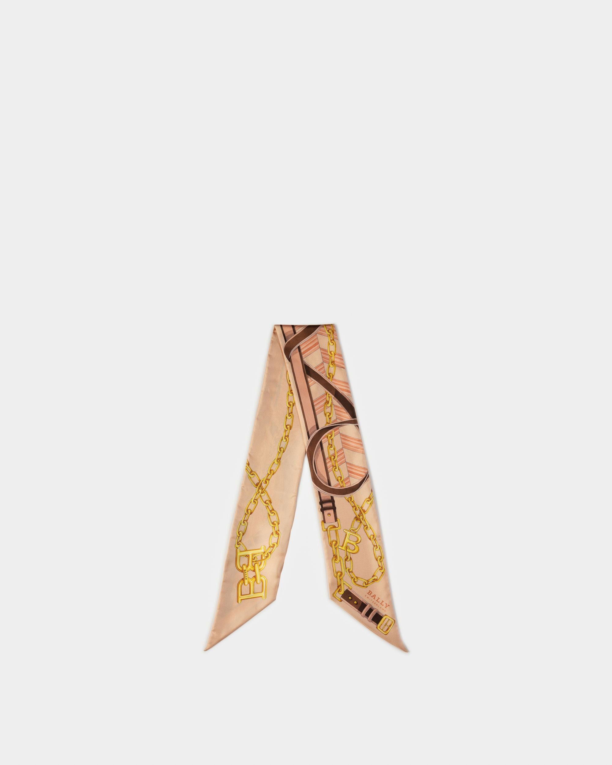 Foulard B-Chain In Seta Rosa Cipria - Donna - Bally - 01