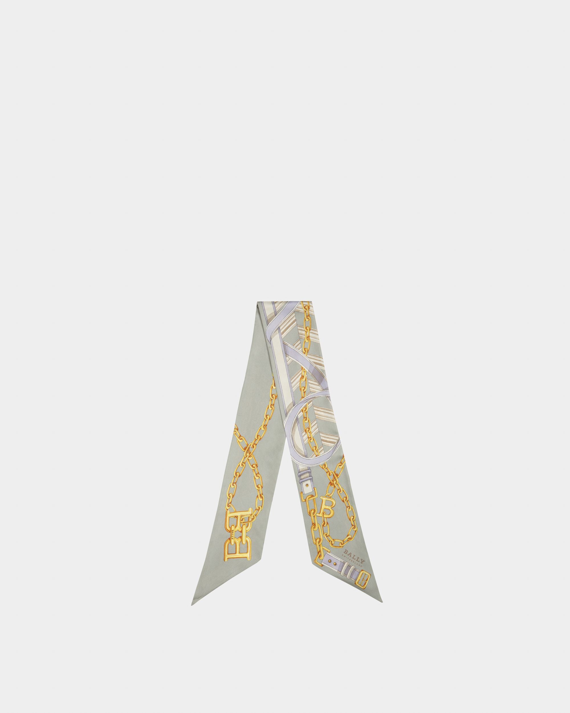 Foulard B-Chain In Seta Grigia - Donna - Bally - 01