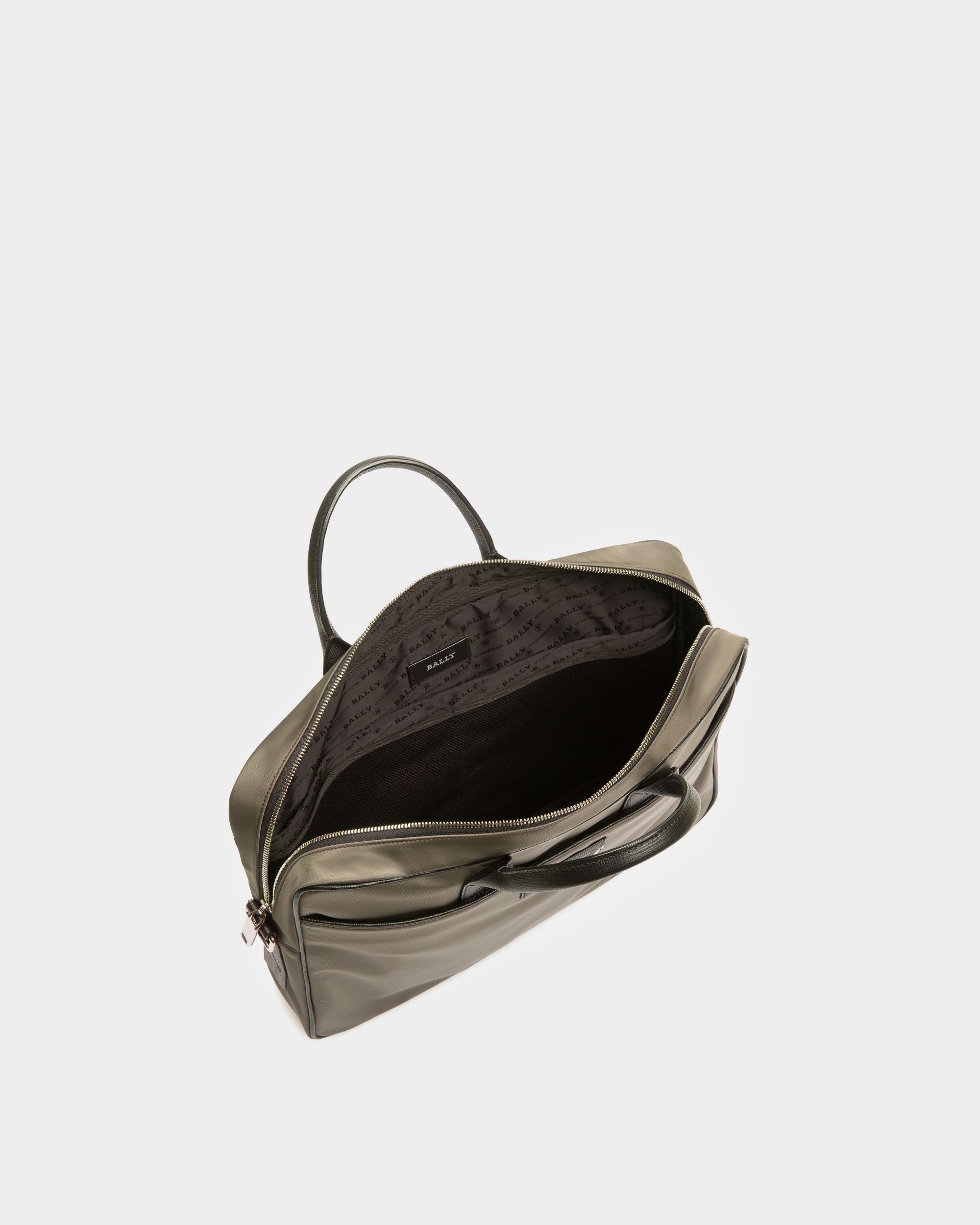 Faldy Borsa Da Lavoro In Nylon Riciclato Verde Militare - Uomo - Bally - 04