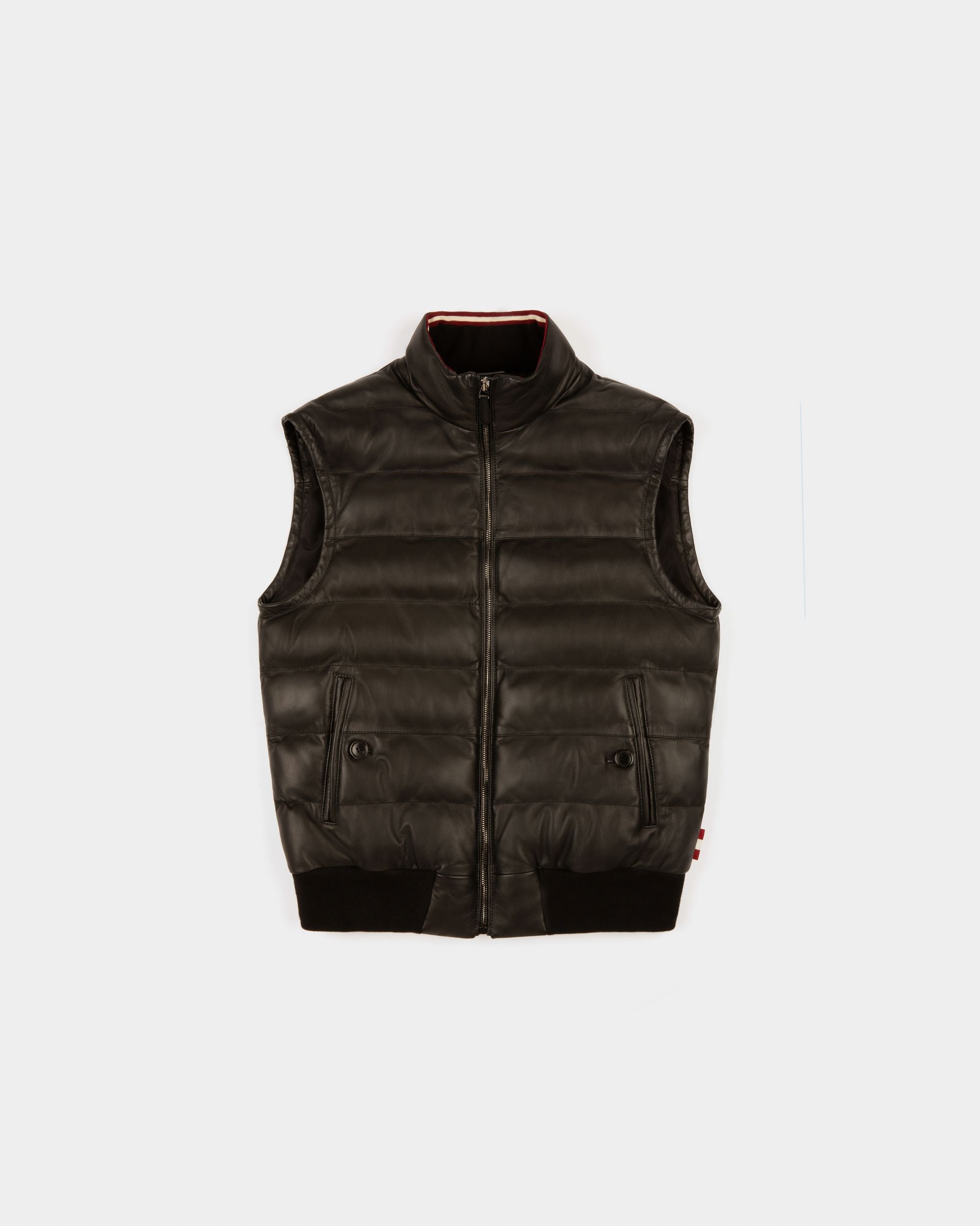 Gilet Imbottito In Pelle Colore Nero - Uomo - Bally - 01