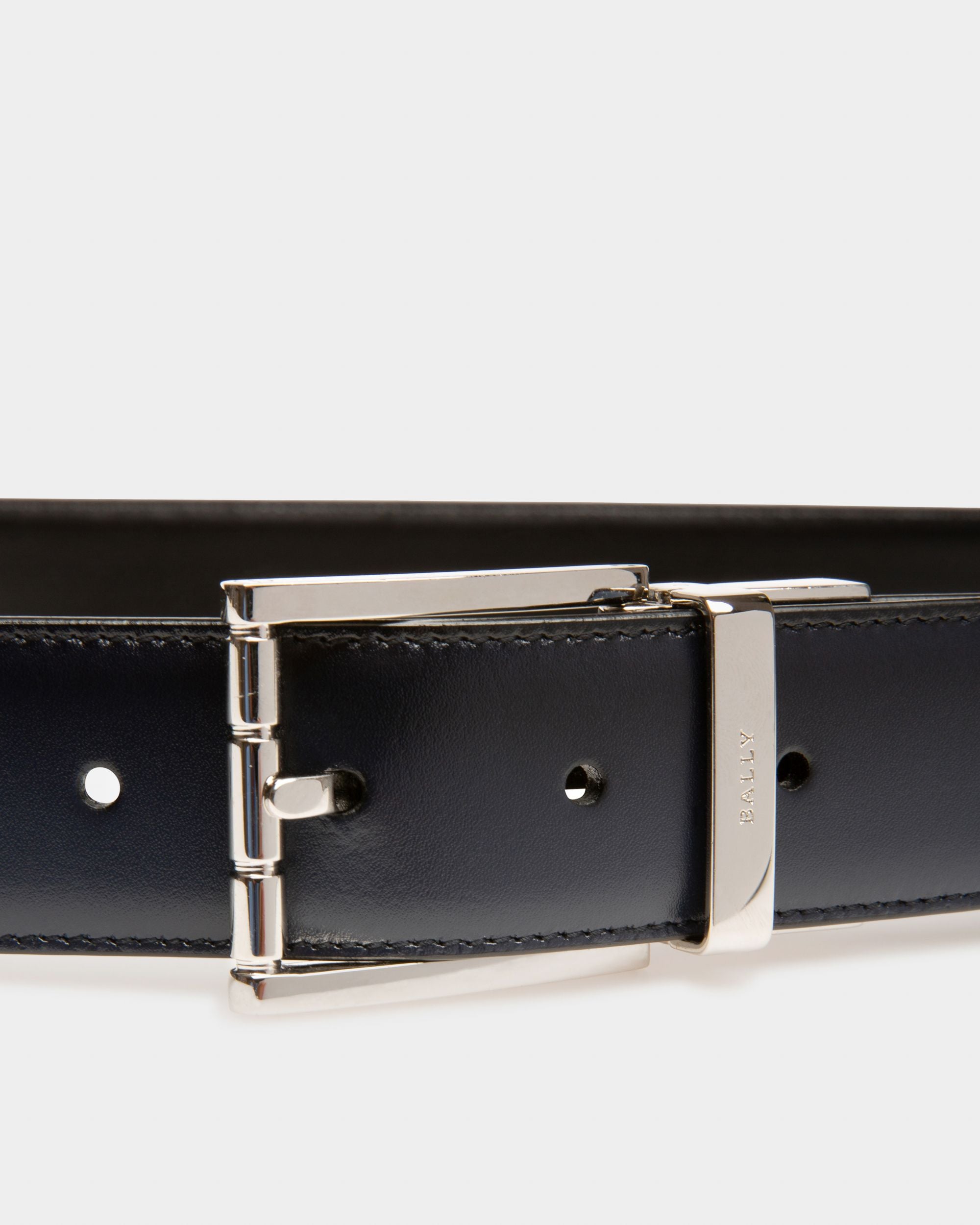Astor Cintura Da 35 Mm In Pelle Blu Navy E Nera - Uomo - Bally - 03