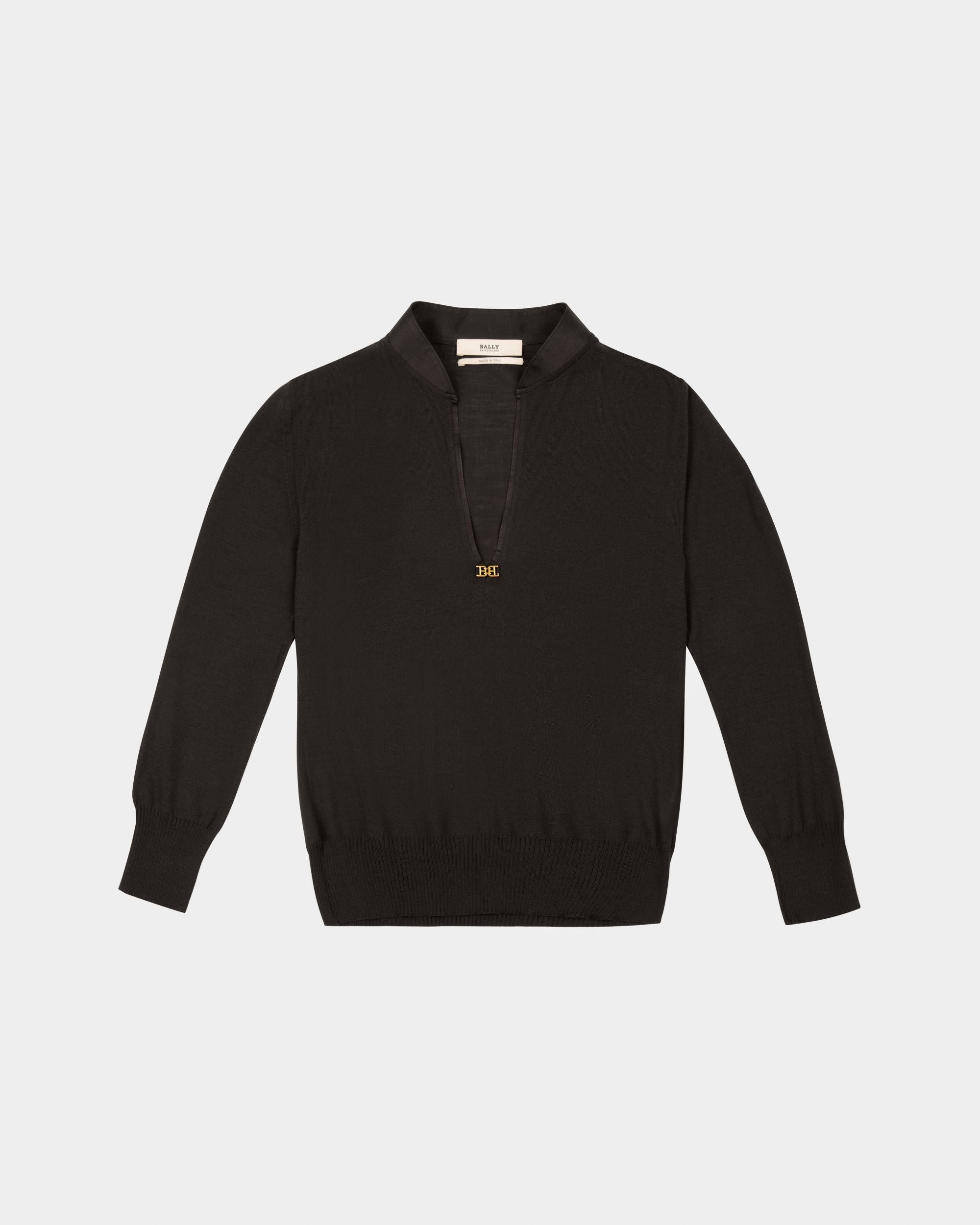 Maglia Con Scollo A V In Lana Colore Nero - Donna - Bally - 01