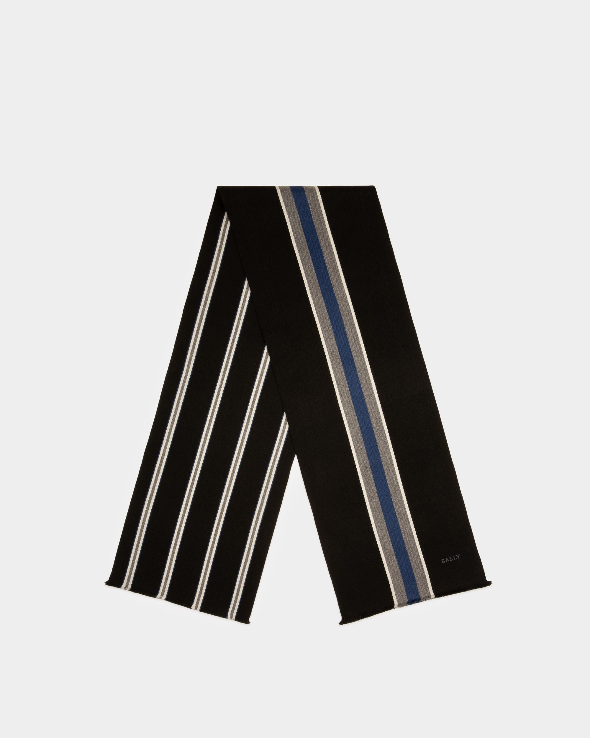 Sciarpa Jacquard A Zigzag In Lana Nera - Uomo - Bally - 01