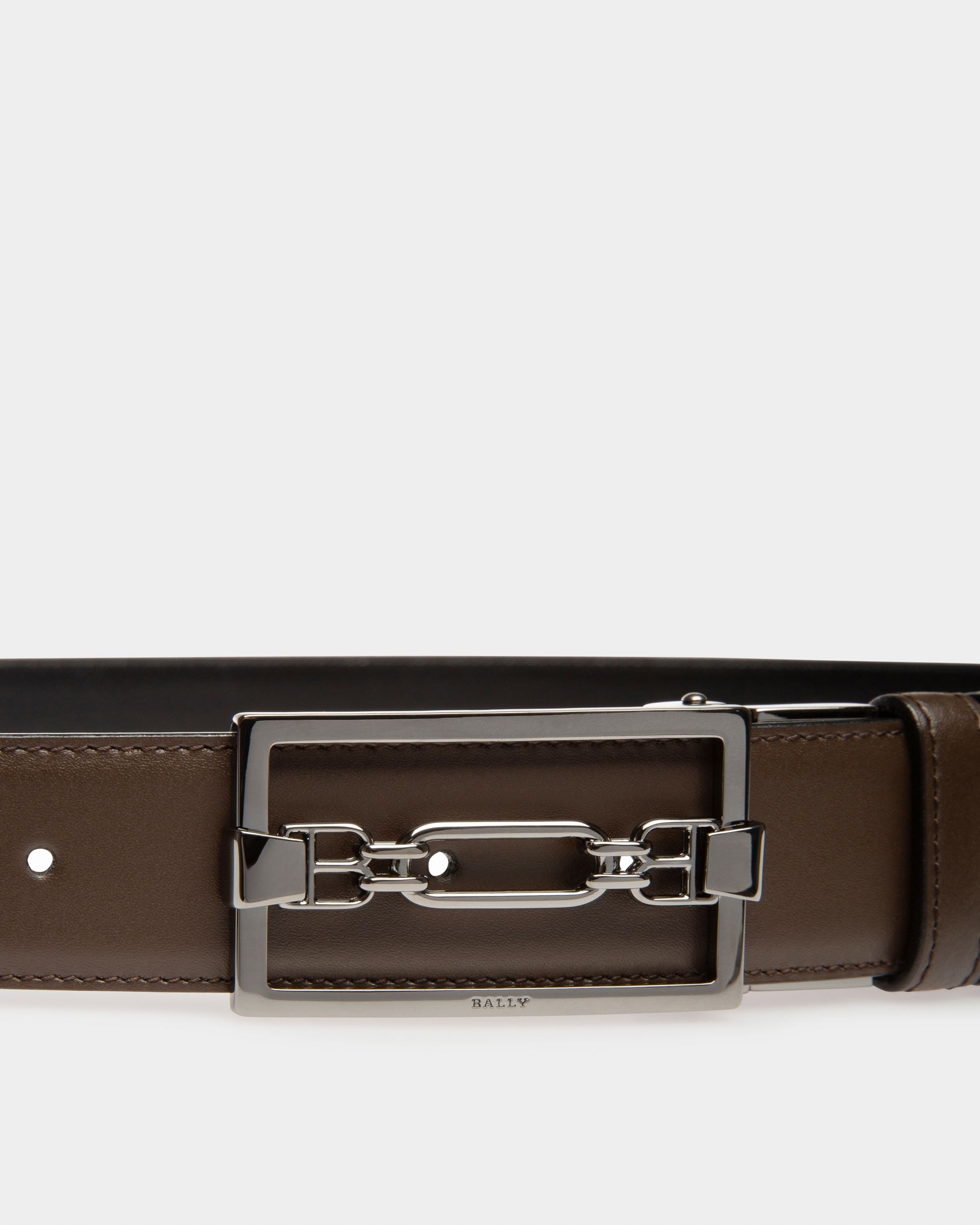 Draper Cintura Da 35 Mm In Pelle Nera E Marrone Ebano - Uomo - Bally - 03