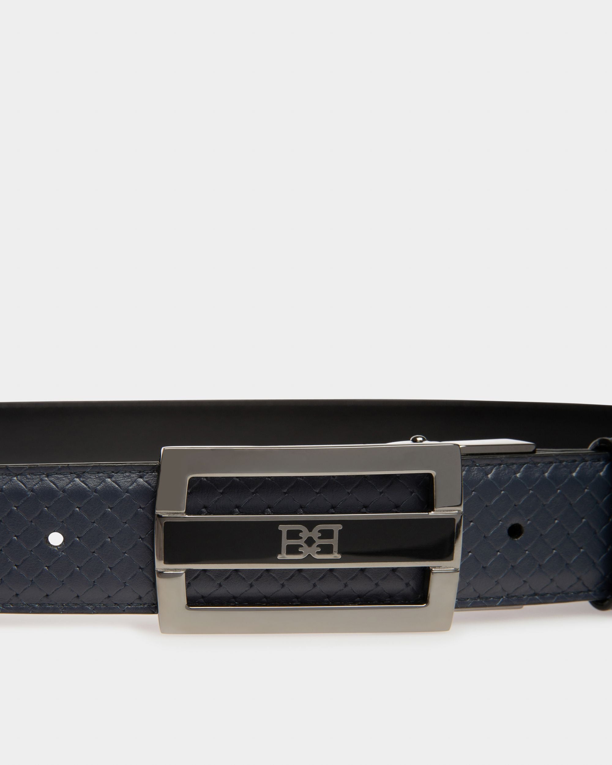 Owen Cintura Da 35 Mm In Pelle Blu Navy E Nera - Uomo - Bally - 03