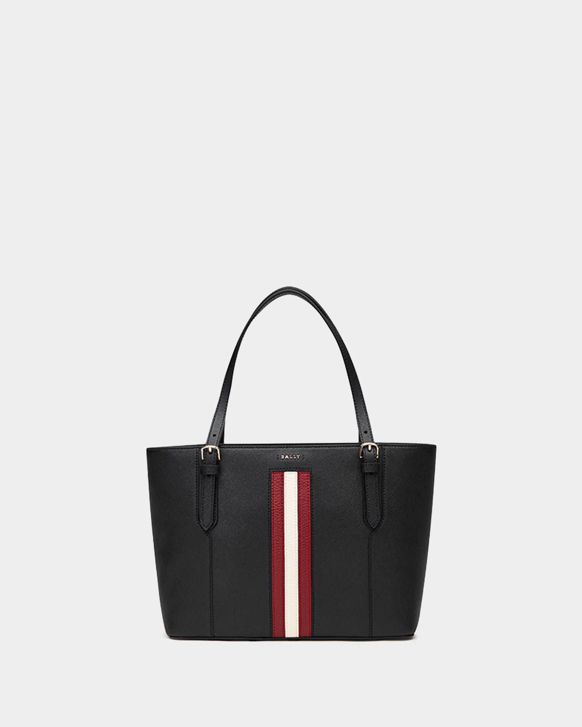 Women's Casual Black Striped Tote Bag - Donna - Bally - 01