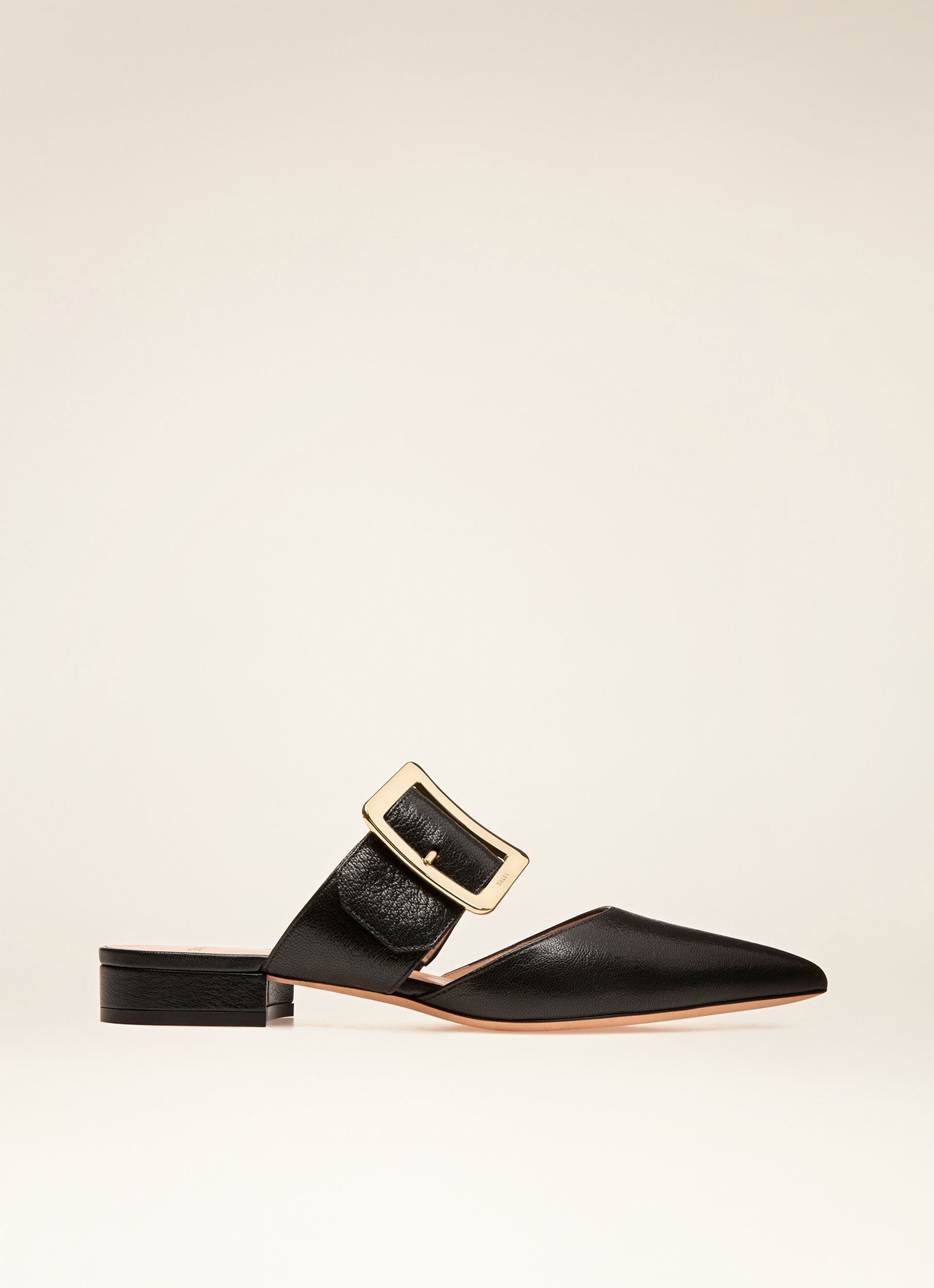 Jemina Flat Slipper In Pelle Nera - Donna - Bally - 01