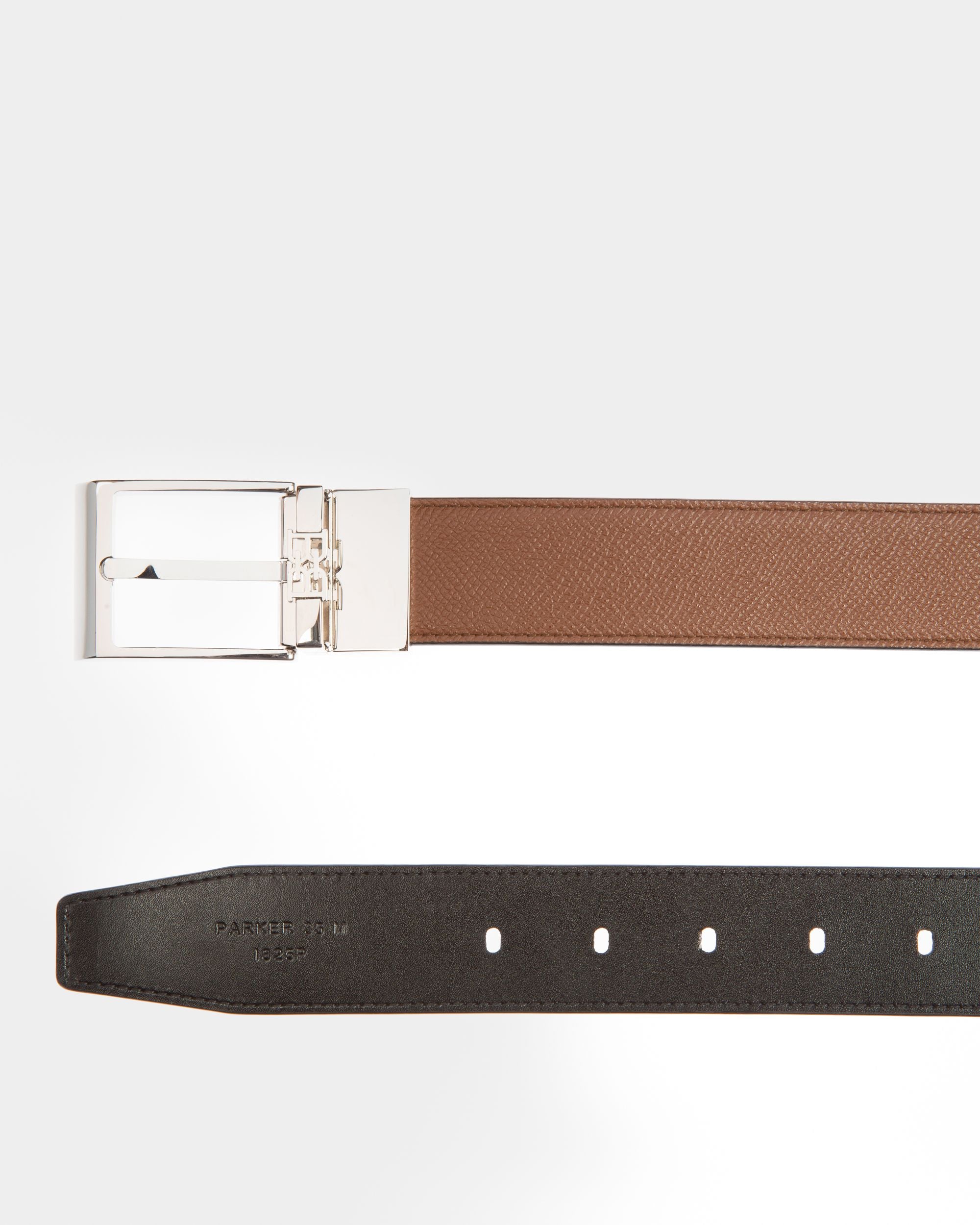 Parker Cintura Da 35 Mm In Pelle Marrone E Nera - Uomo - Bally - 02