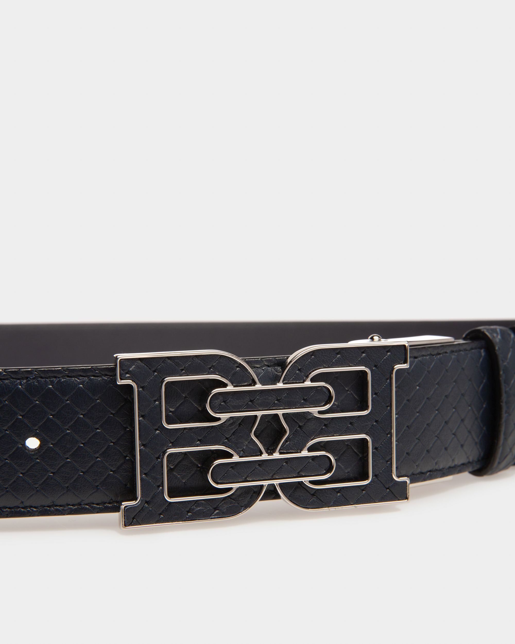 B-Chain Cintura Da 35 Mm In Pelle Blu Navy - Uomo - Bally - 03