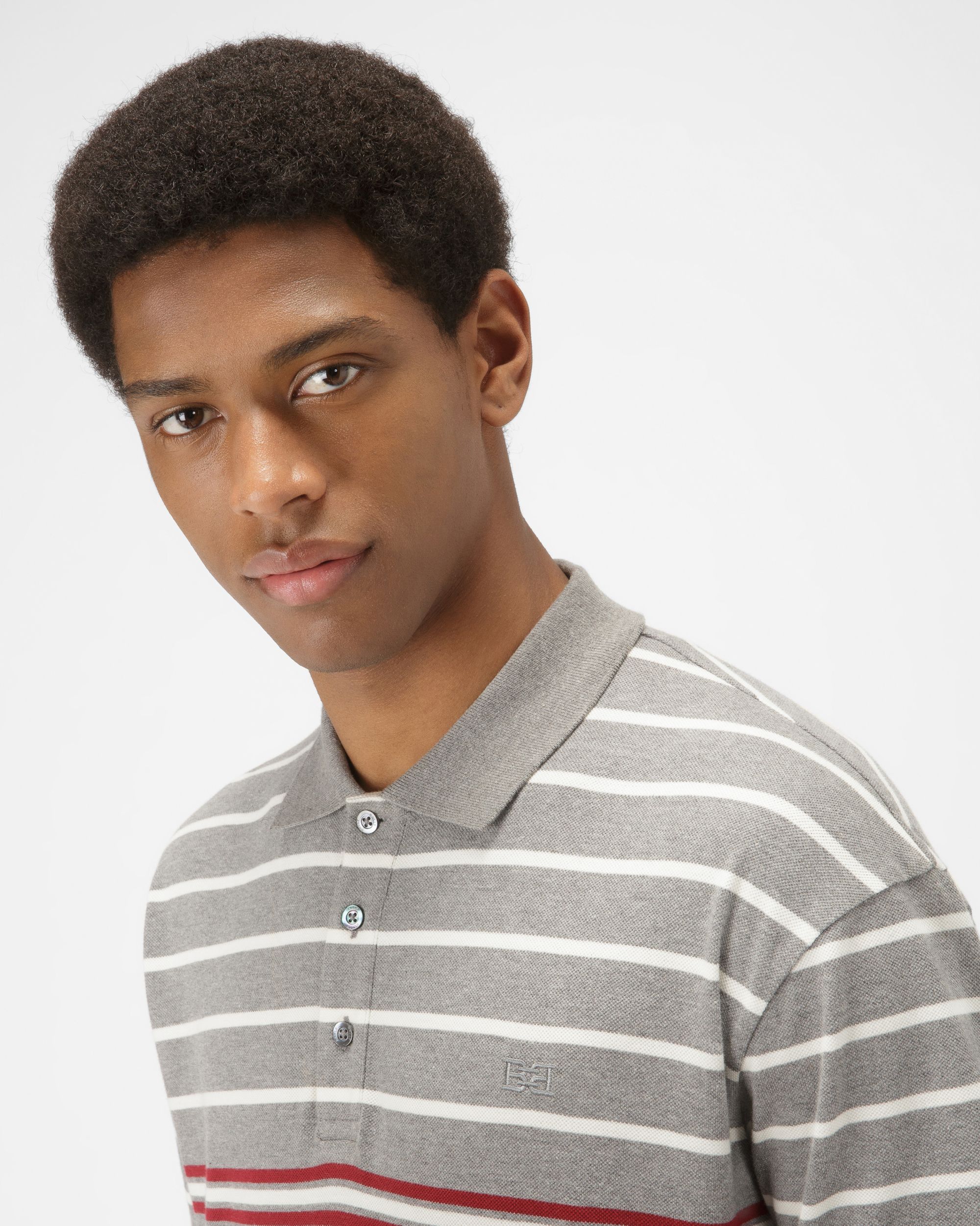 Polo A Righe In Cotone Colore Grigio - Uomo - Bally - 02
