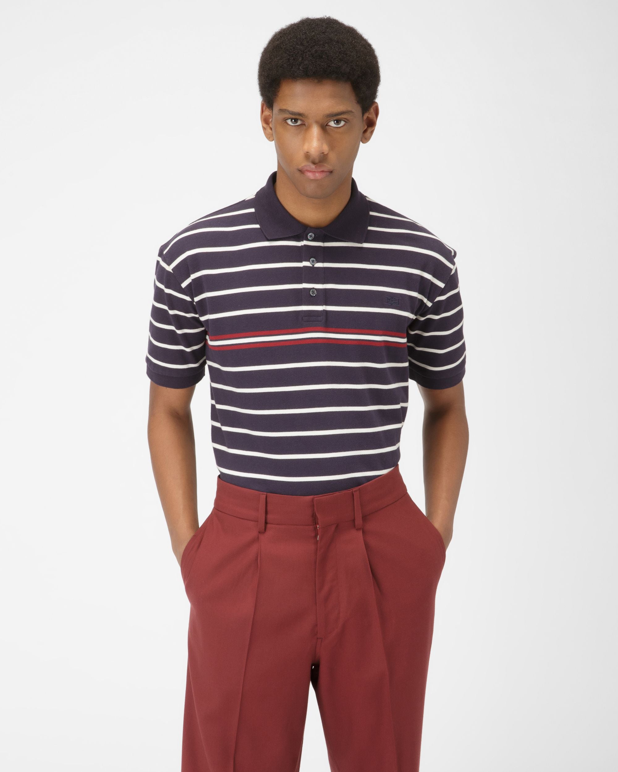 Polo A Righe In Cotone Colore Blu Navy - Uomo - Bally - 01