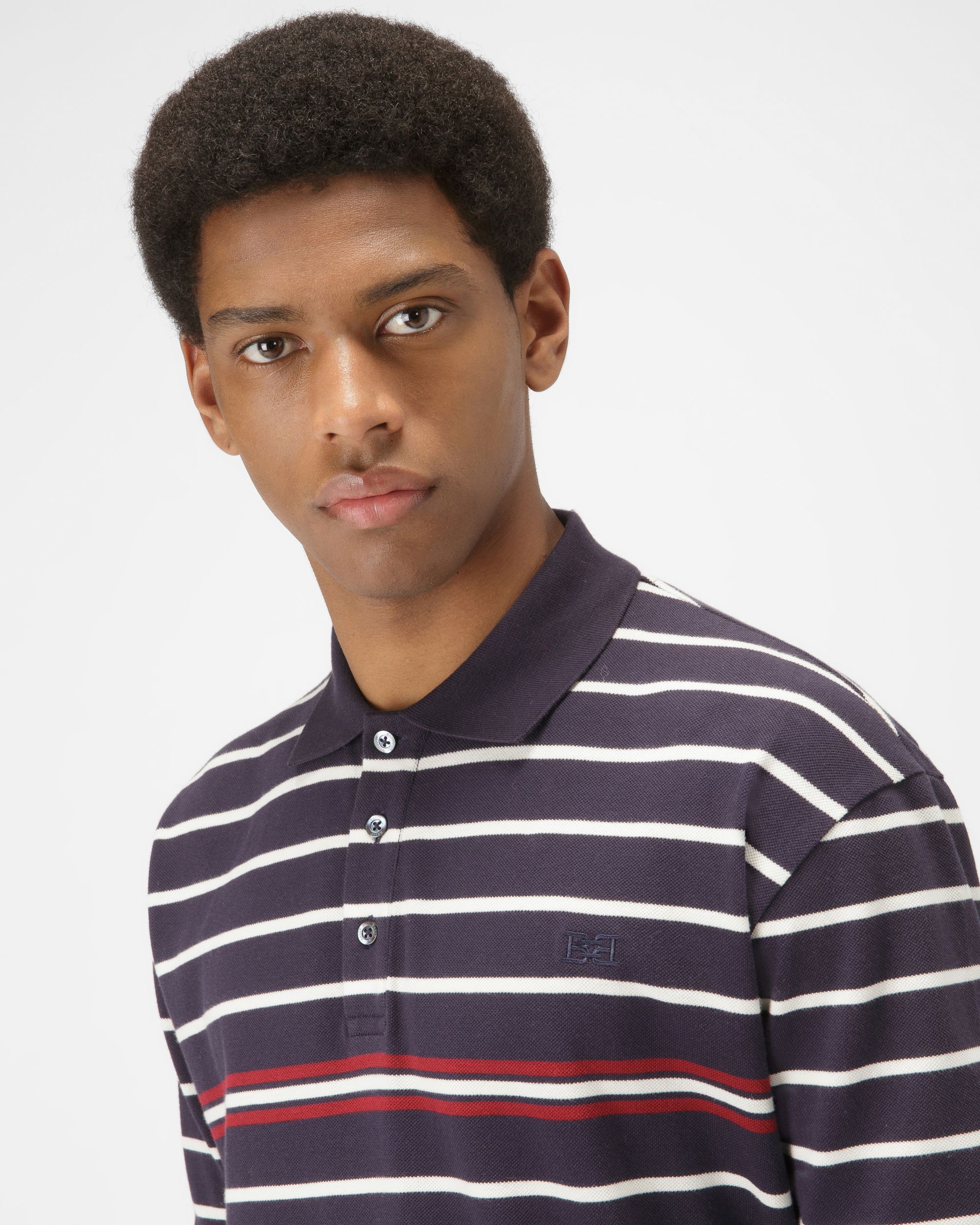 Polo A Righe In Cotone Colore Blu Navy - Uomo - Bally - 02