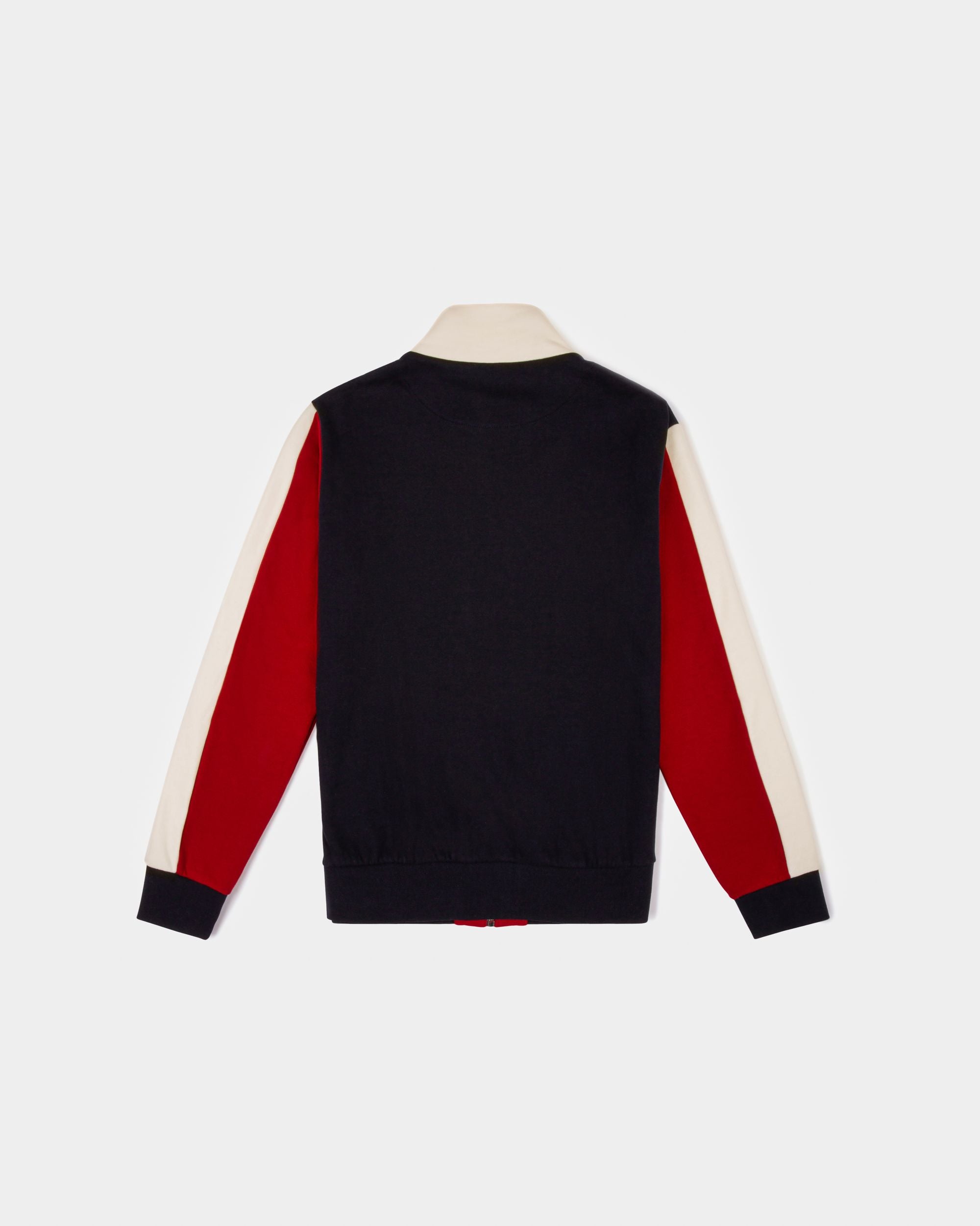 Felpa Con Zip In Cotone Colore Blu Navy E Rosso Bally - Uomo - Bally - 06