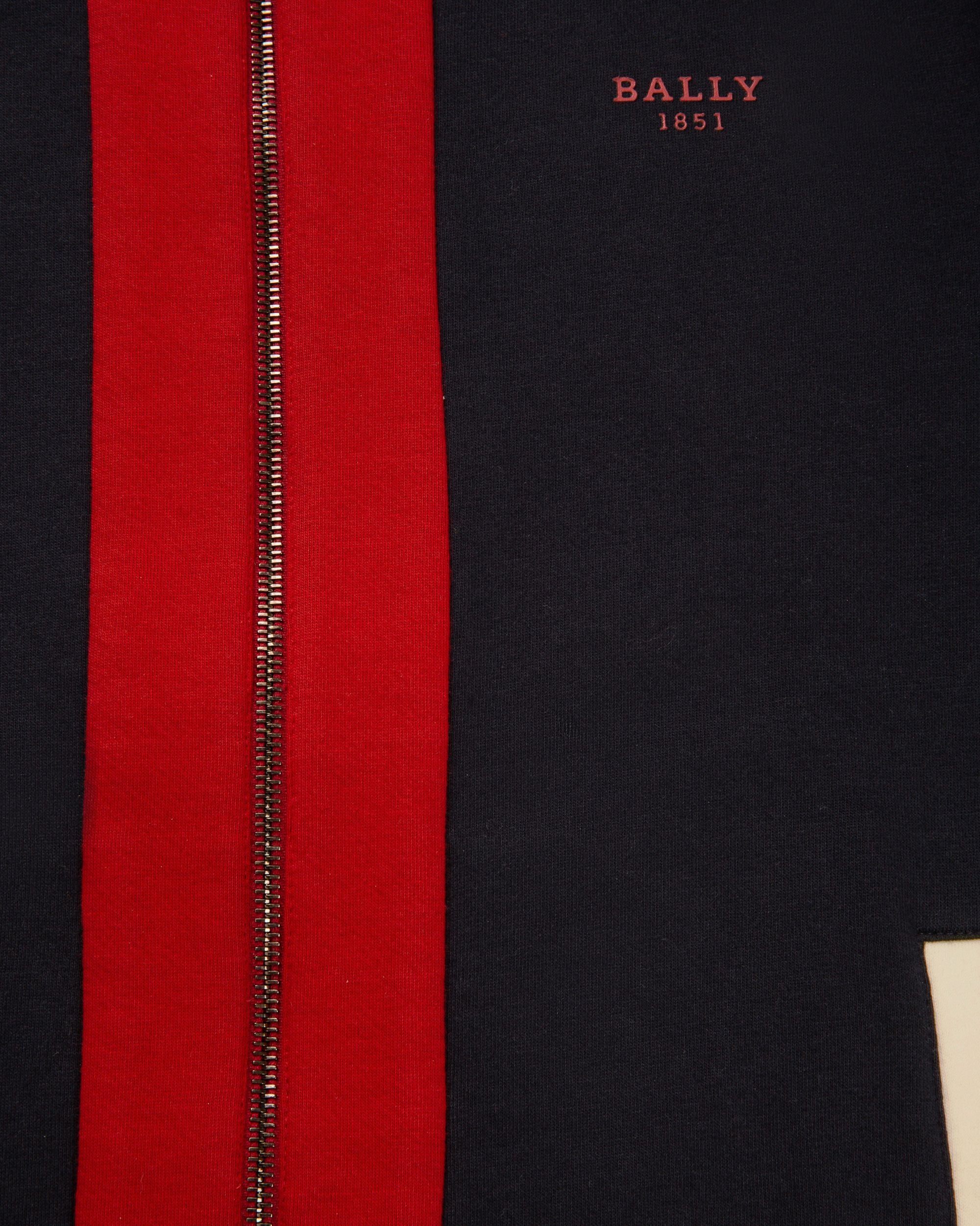 Felpa Con Zip In Cotone Colore Blu Navy E Rosso Bally - Uomo - Bally - 07