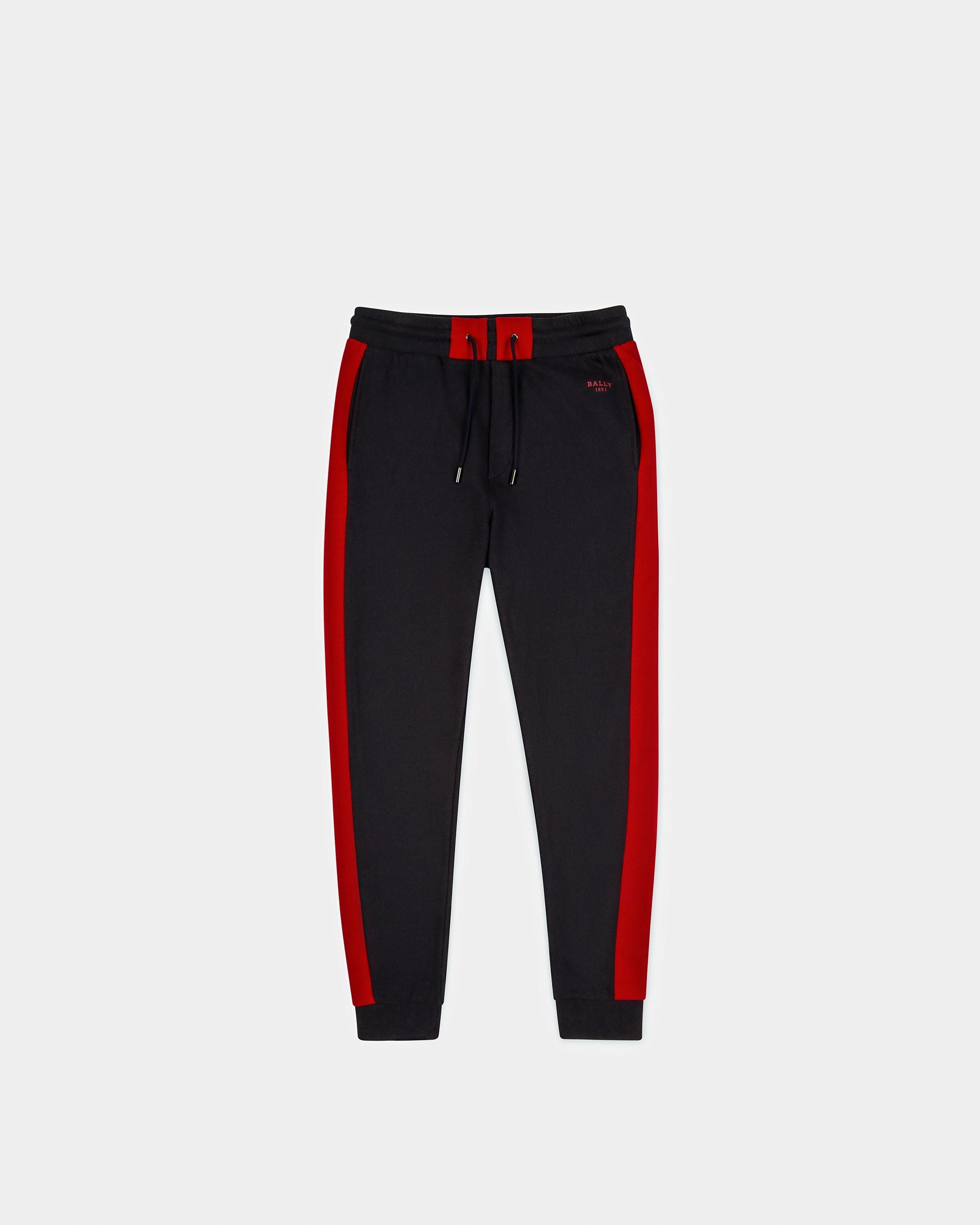 Pantaloni Tuta In Cotone Tecnico Colore Blu Scuro E Rosso Bally - Uomo - Bally - 01