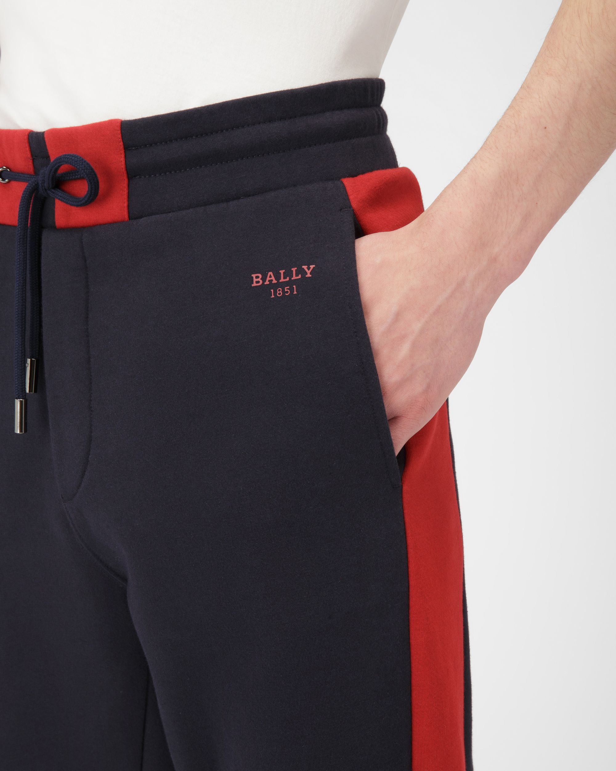 Pantaloni Tuta In Cotone Tecnico Colore Blu Scuro E Rosso Bally - Uomo - Bally - 04