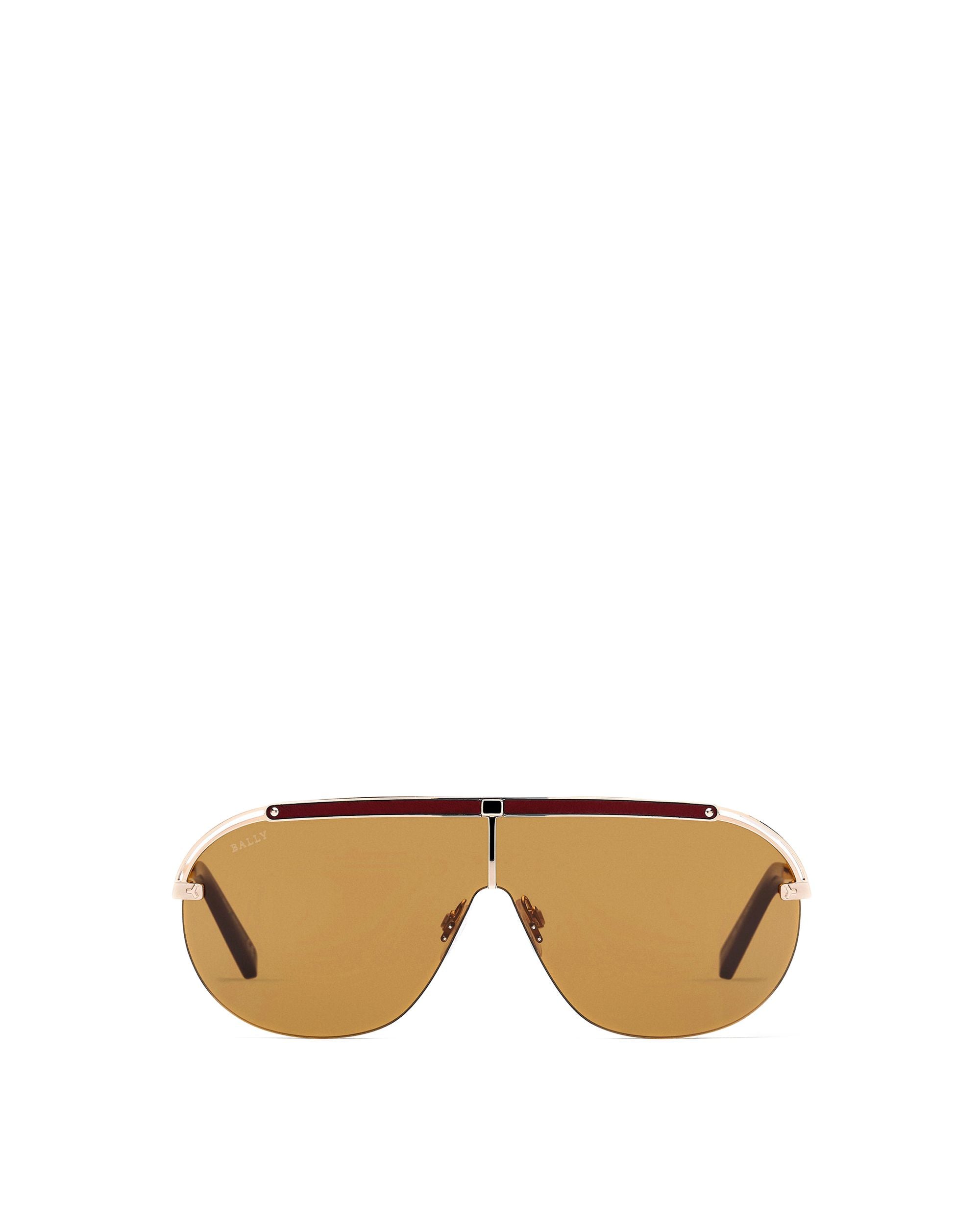 Zola Occhiali Da Sole In Metallo Oro Rosa Lucido Con Lenti Marroni - Uomo - Bally - 01