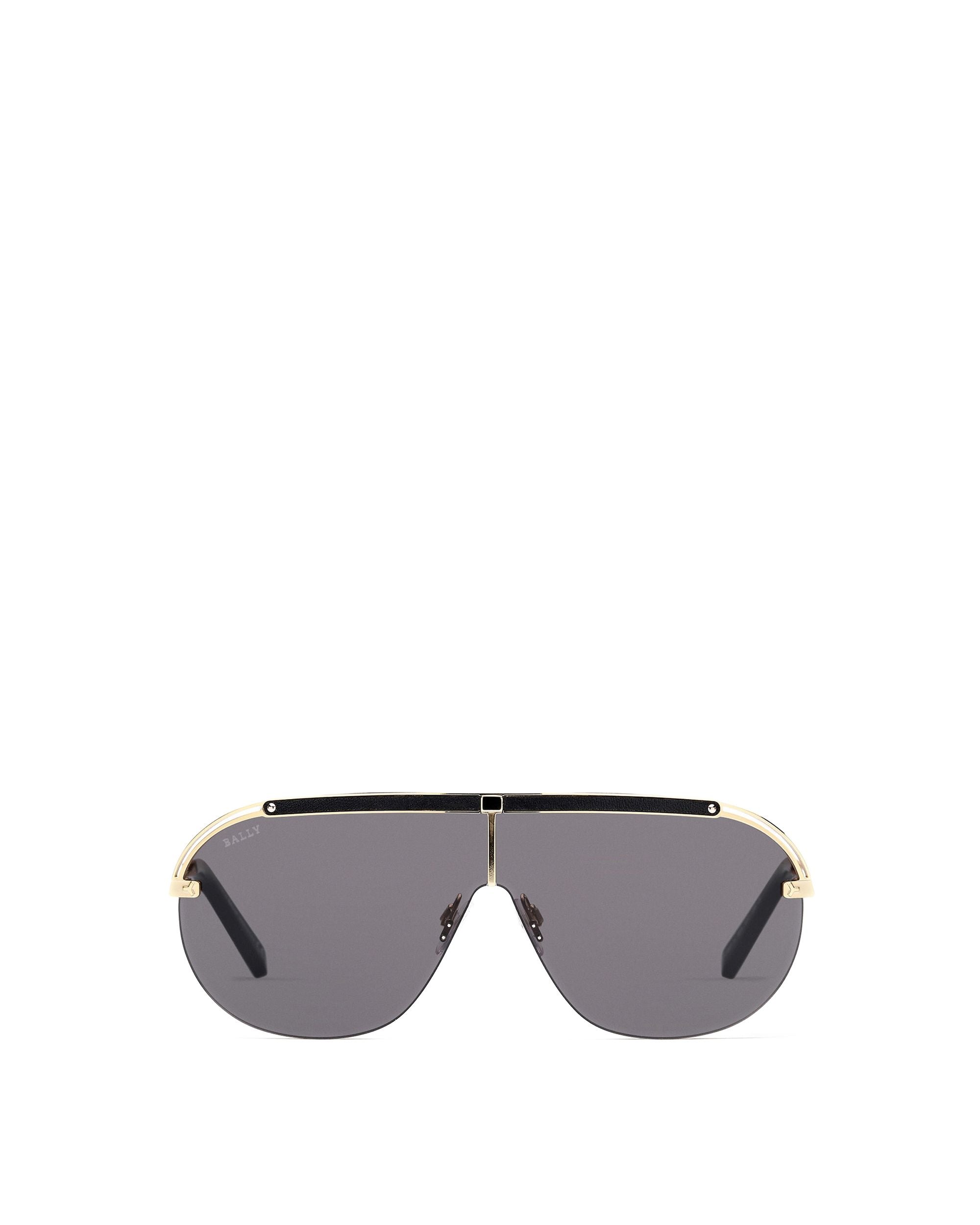 Zola Occhiali Da Sole In Metallo Oro Scuro Lucido Con Lenti Grigio Fumo - Uomo - Bally - 01