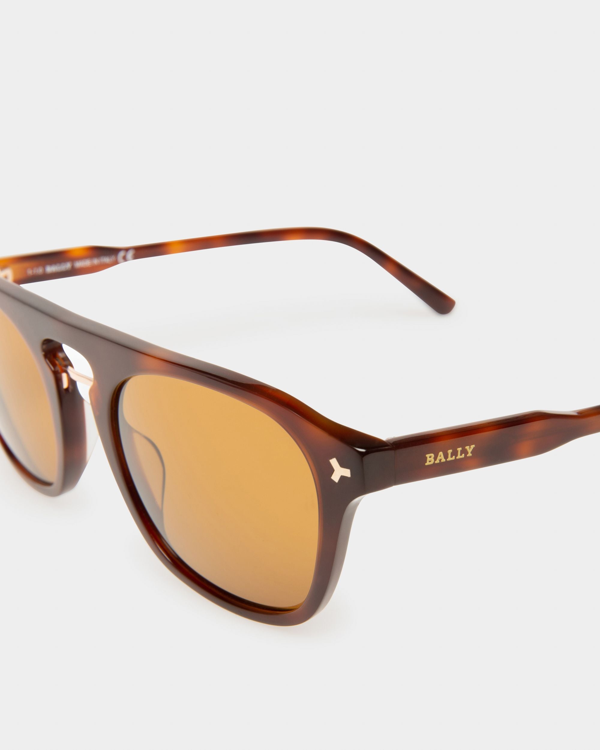 Metropole Occhiali Da Sole In Acetato Avana Scuro Con Lenti Marrone - Uomo - Bally - 02