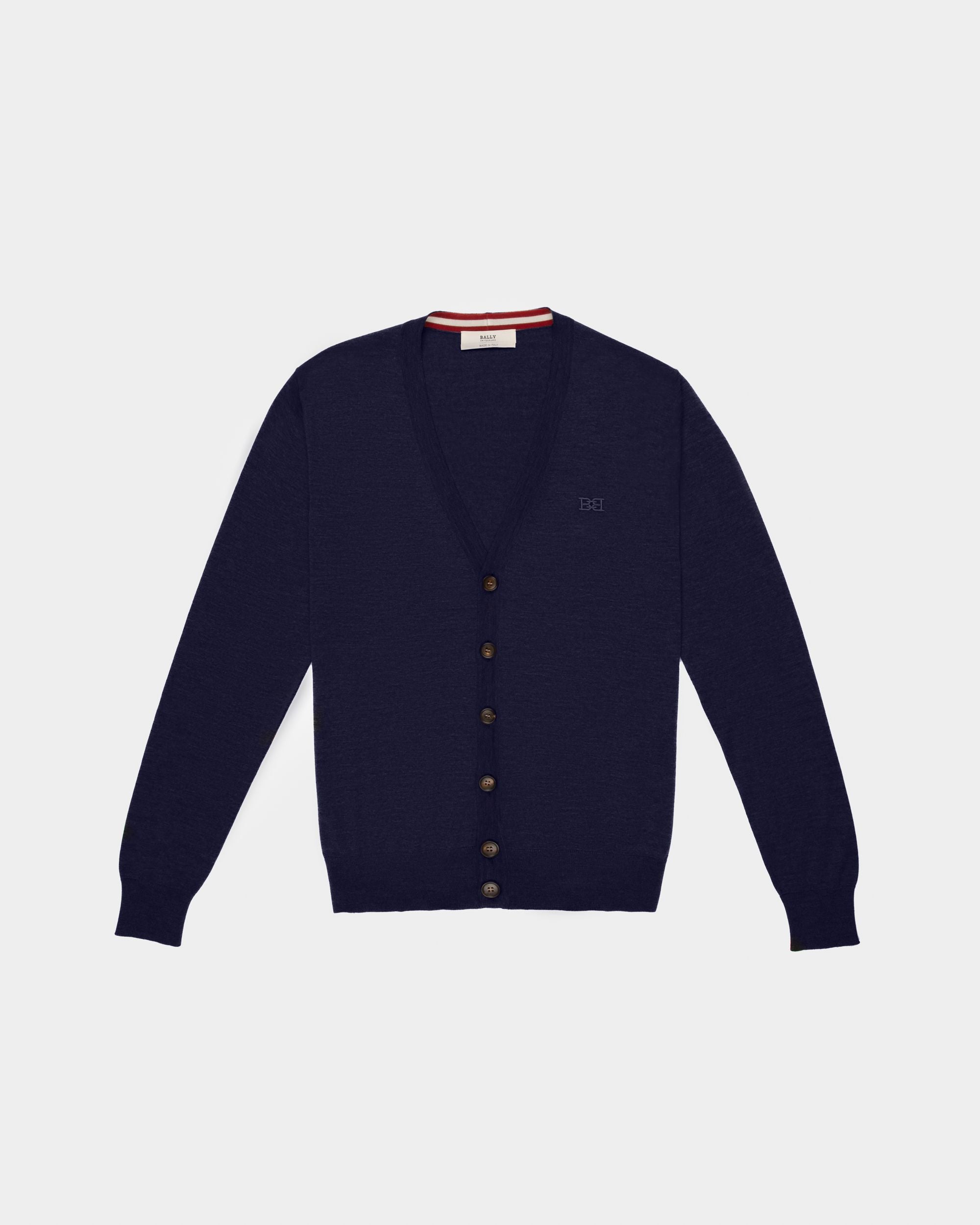 Cardigan B-Chain In Lana Merino Blu Navy - Uomo - Bally - 01