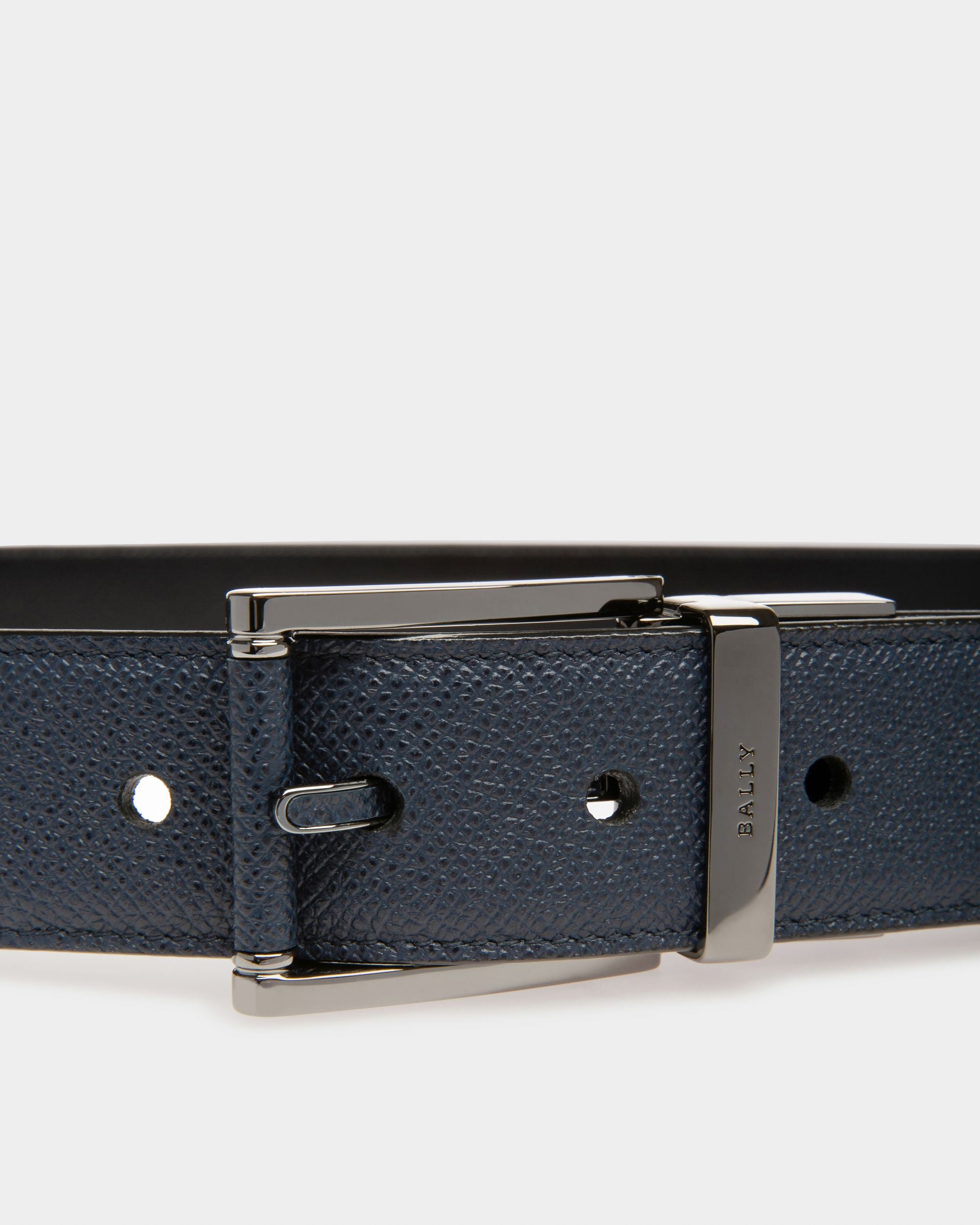 Astor Cintura Da 35 Mm In Pelle Blu Navy E Nera - Uomo - Bally - 03