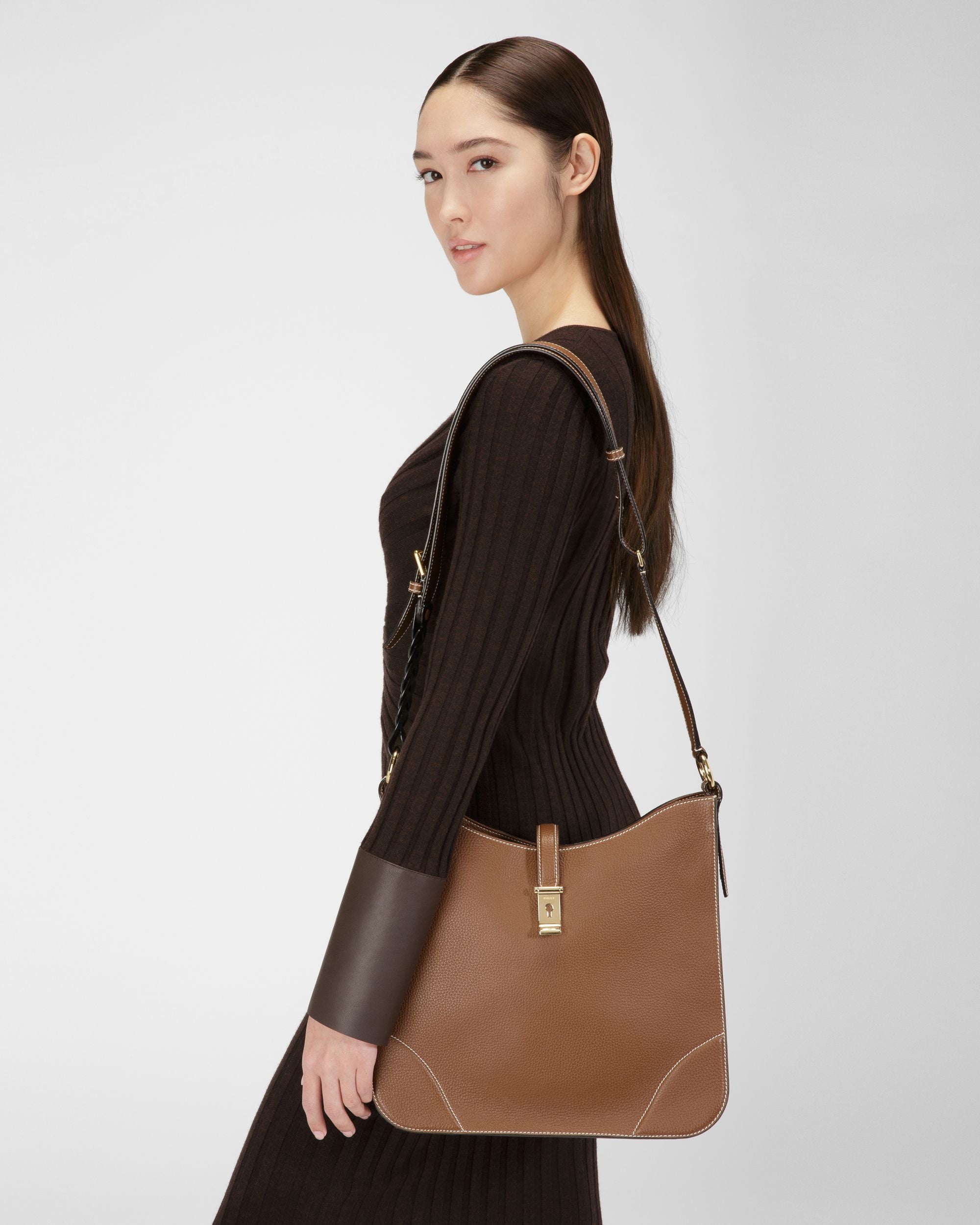 Lavynia Borsa Hobo In Pelle Marrone - Donna - Bally - 01