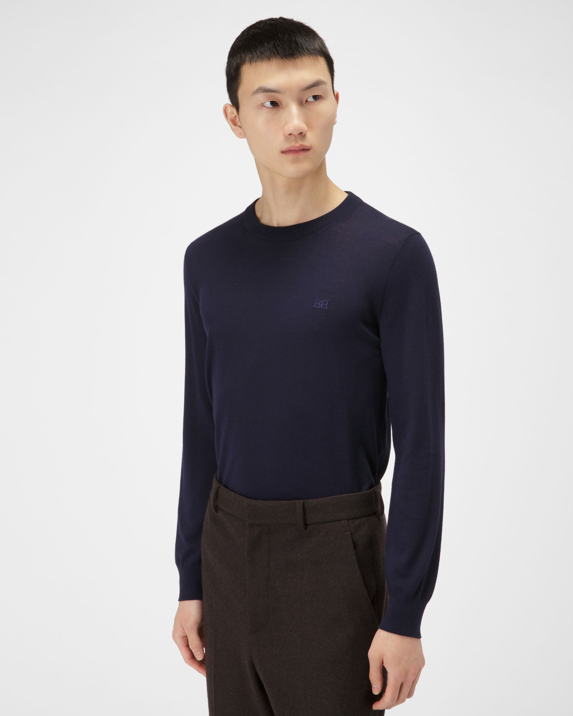 Pullover In Lana Merino Colore Blu Navy - Uomo - Bally - 01