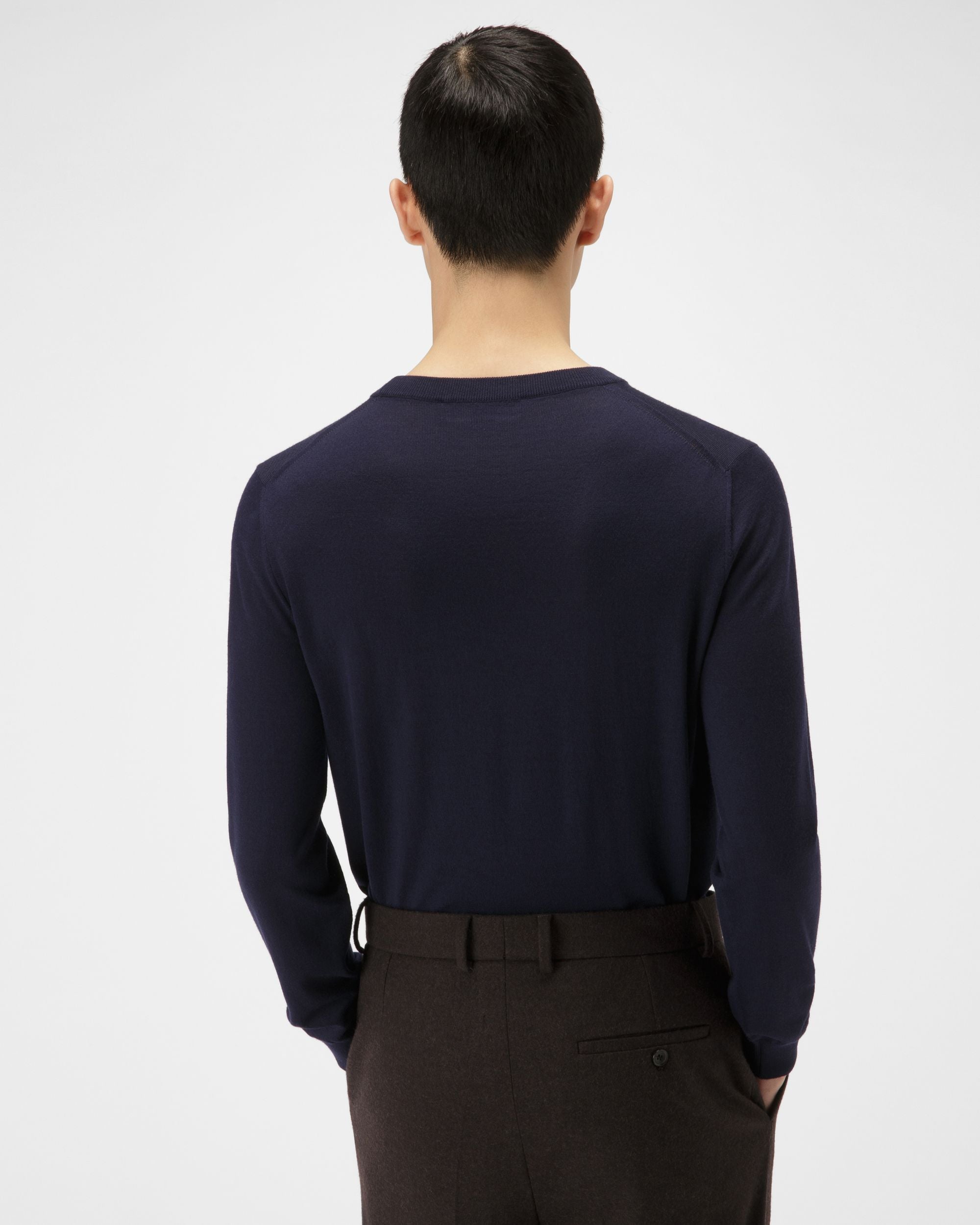 Pullover In Lana Merino Colore Blu Navy - Uomo - Bally - 03