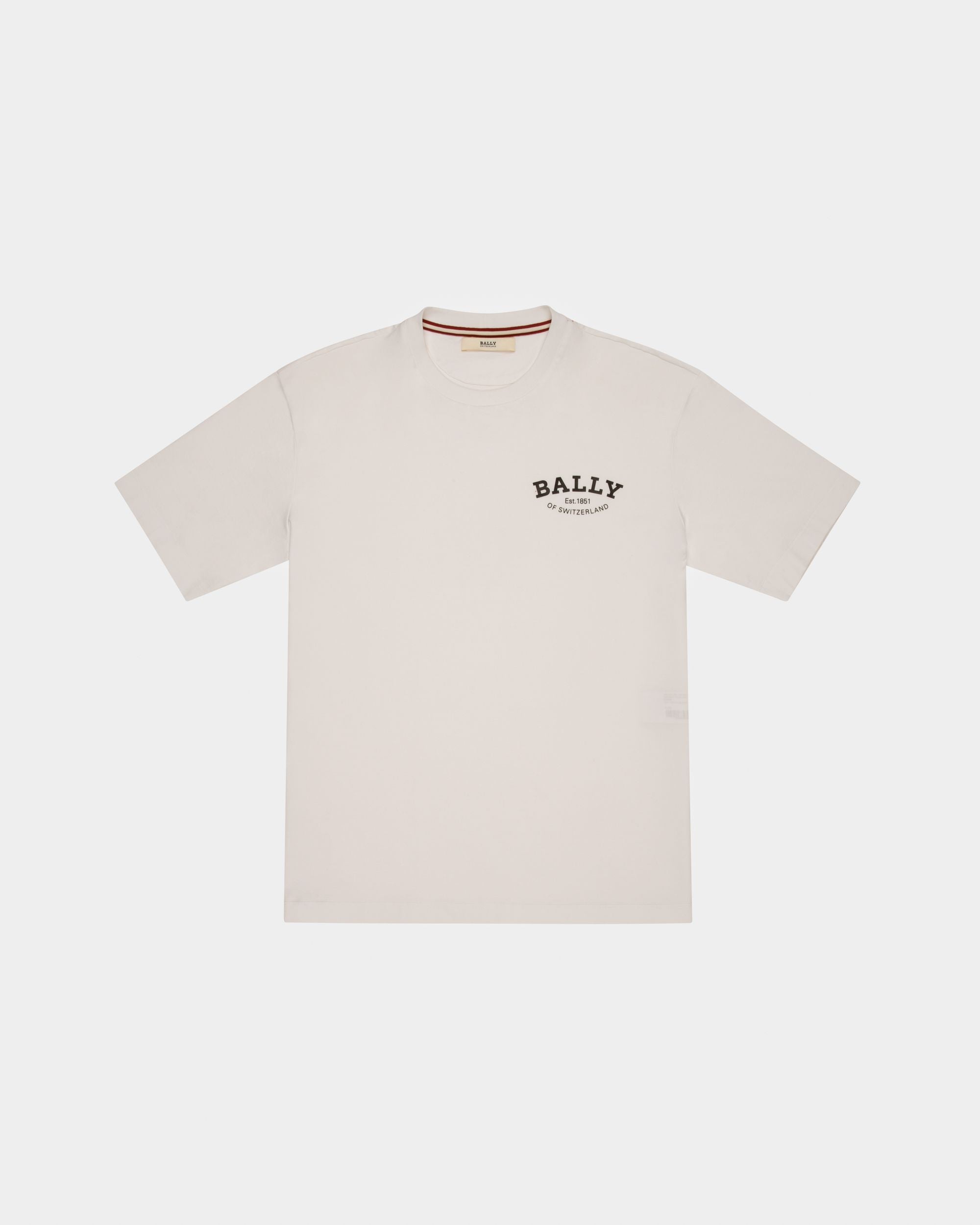 T-Shirt Con Logo In Cotone Colore Bianco - Uomo - Bally - 01