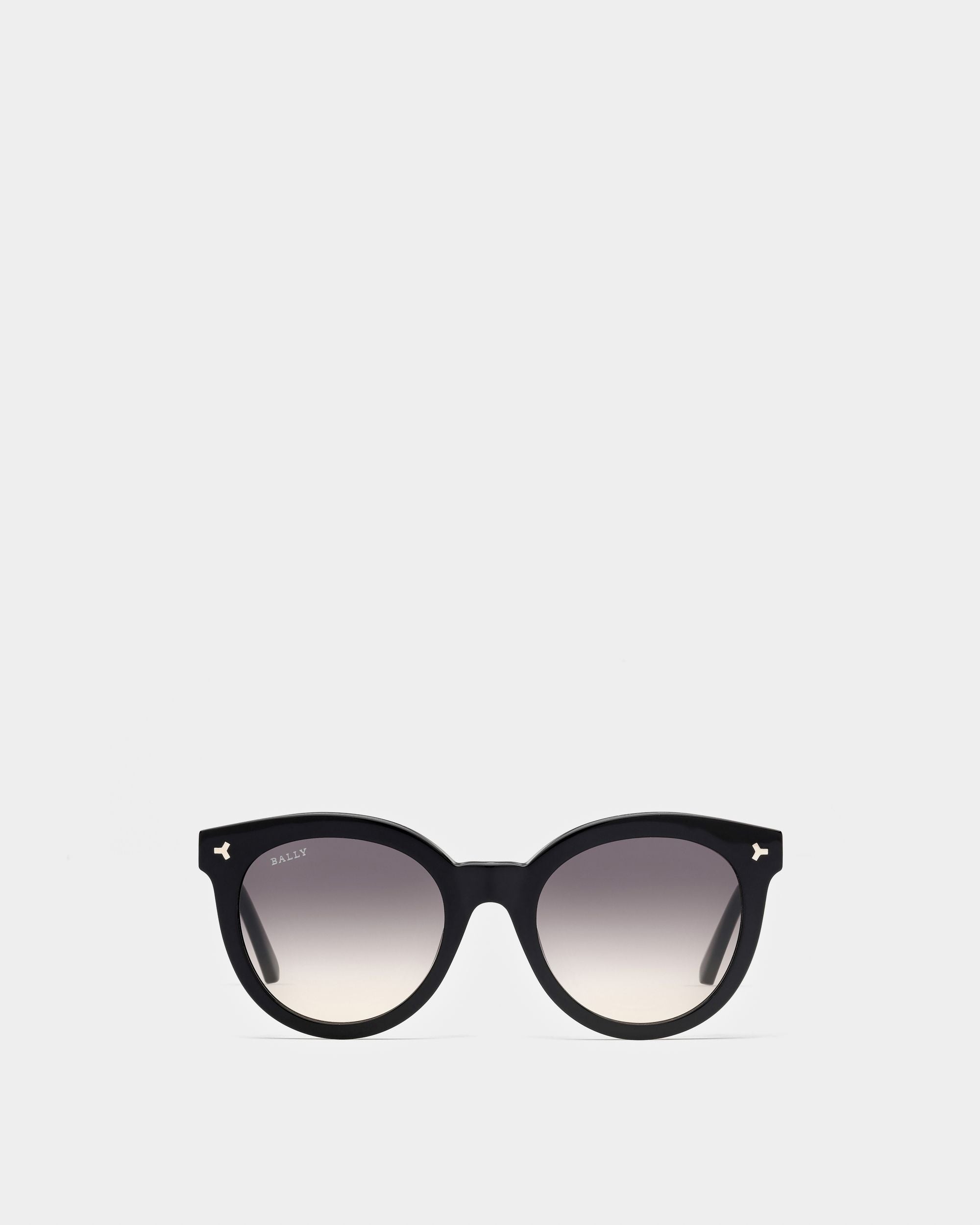Sparkle Occhiali Da Sole In Acetato Lucido Nero Con Lenti Sfumate Grigio Fumo - Donna - Bally - 01