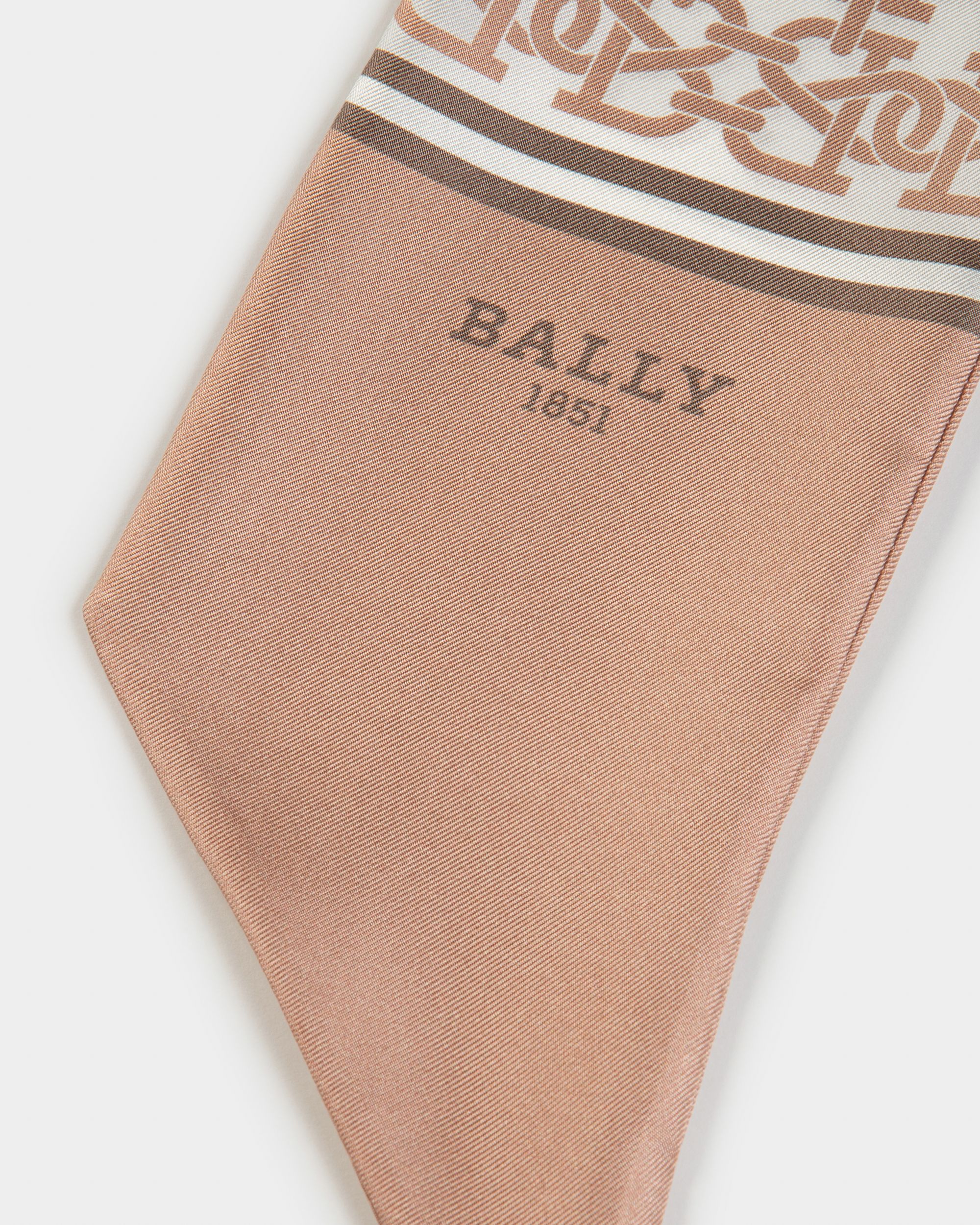 Foulard Con B-Monogram In Seta Rosa Pallido E Tortora - Donna - Bally - 02