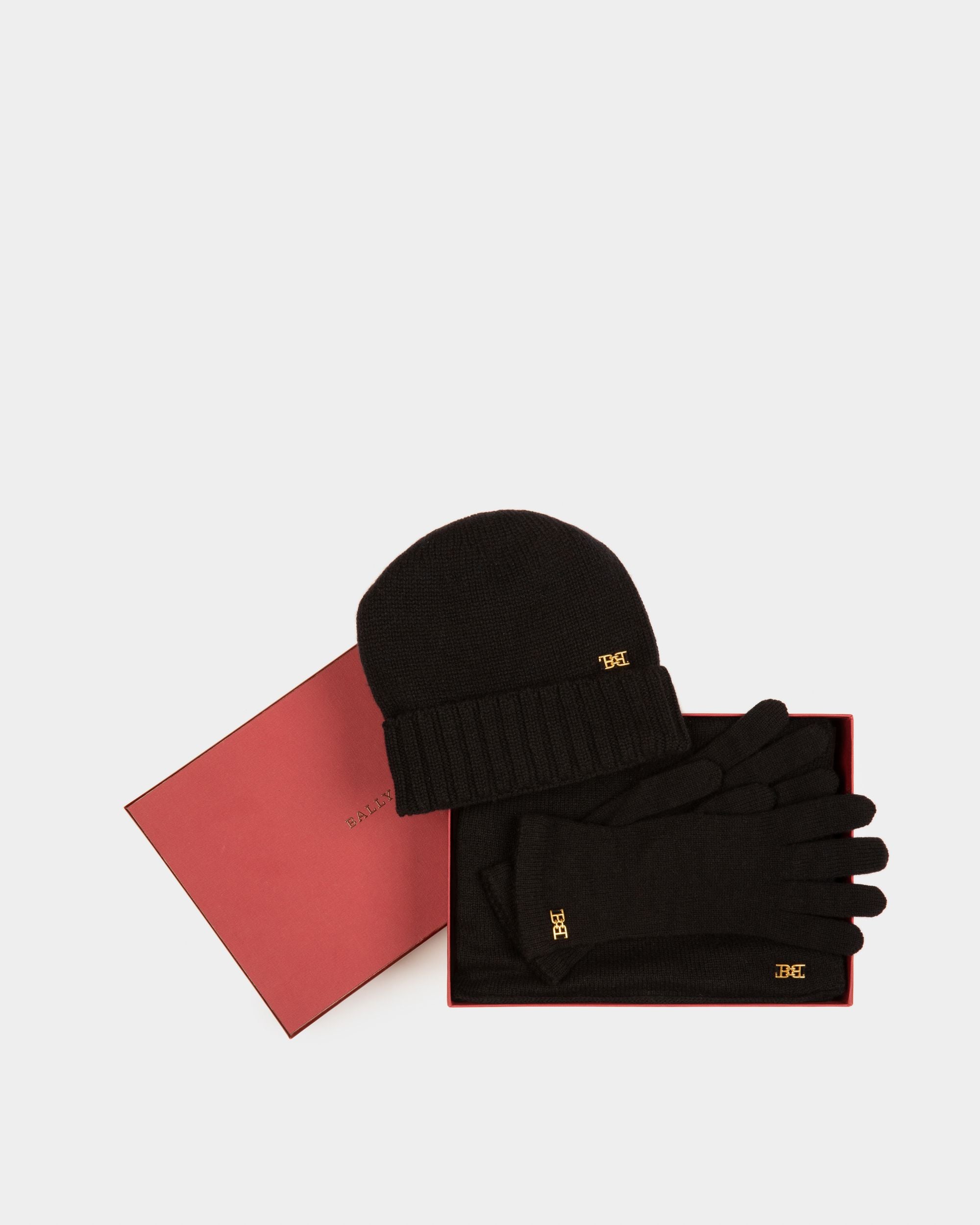 Set Di Accessori Invernali In Cashmere Nero - Donna - Bally - 01