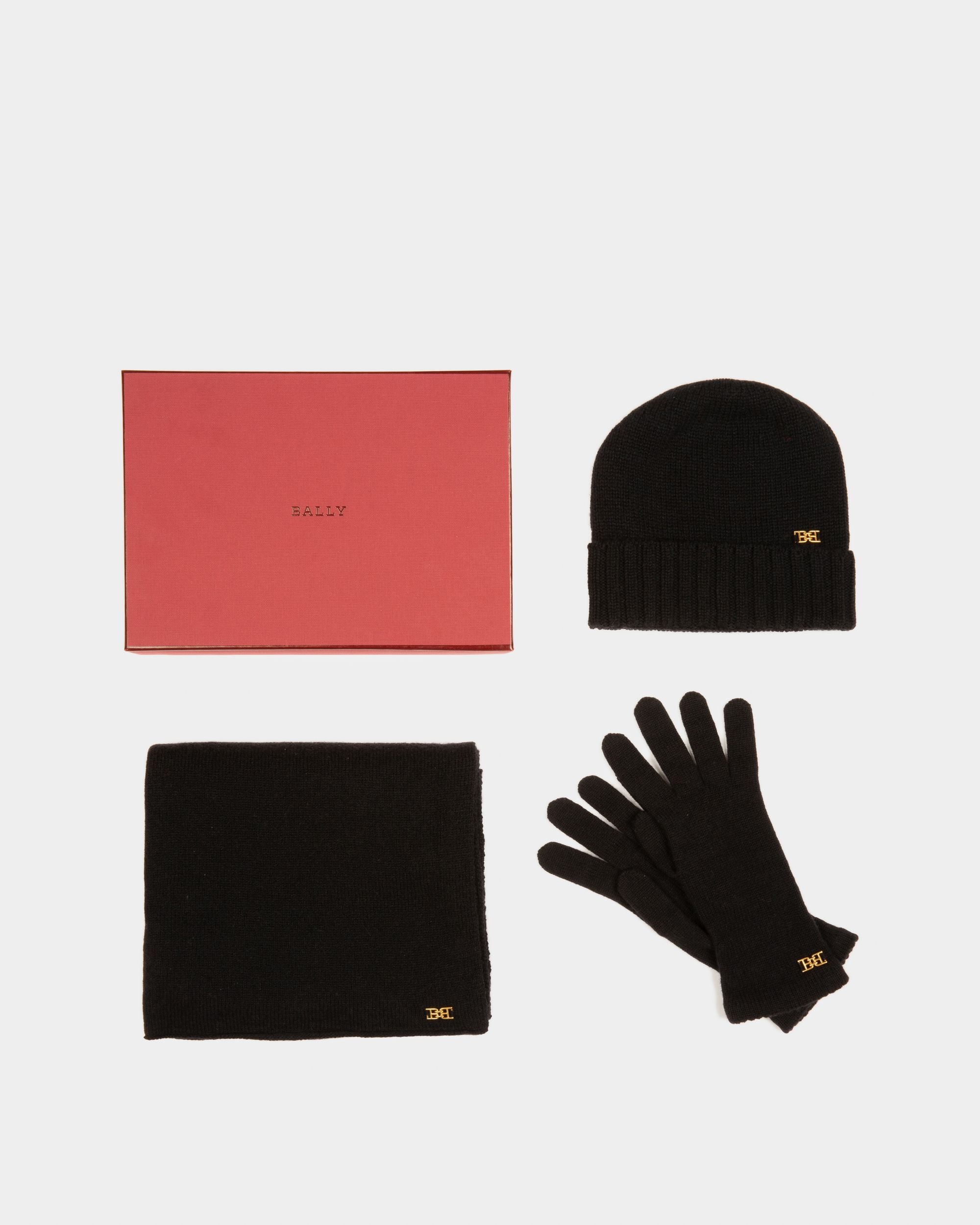 Set Di Accessori Invernali In Cashmere Nero - Donna - Bally - 07