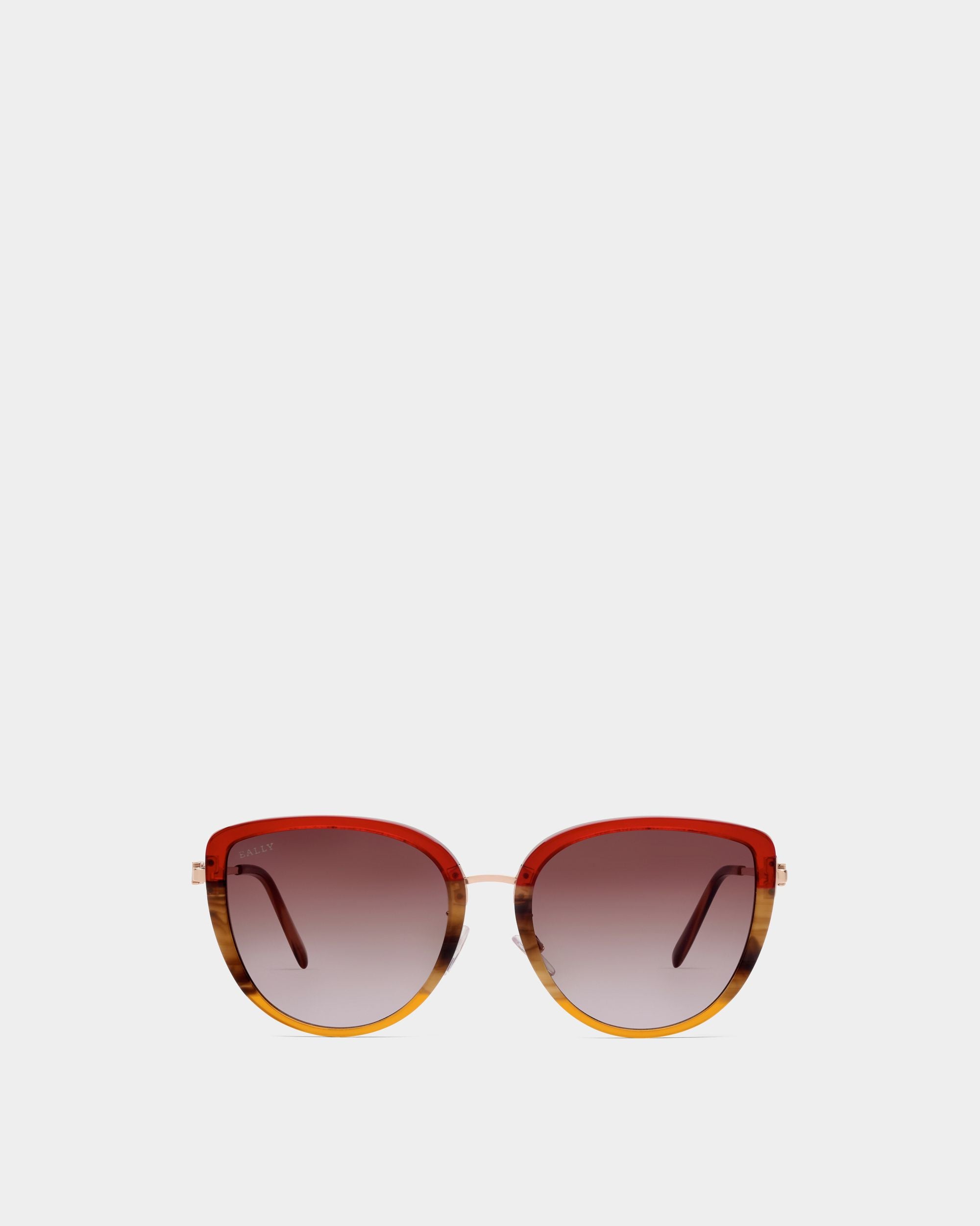 Aura Occhiali Da Sole In Acetato E Metallo Bordeaux Sfumato Con Lenti Marroni - Donna - Bally - 01