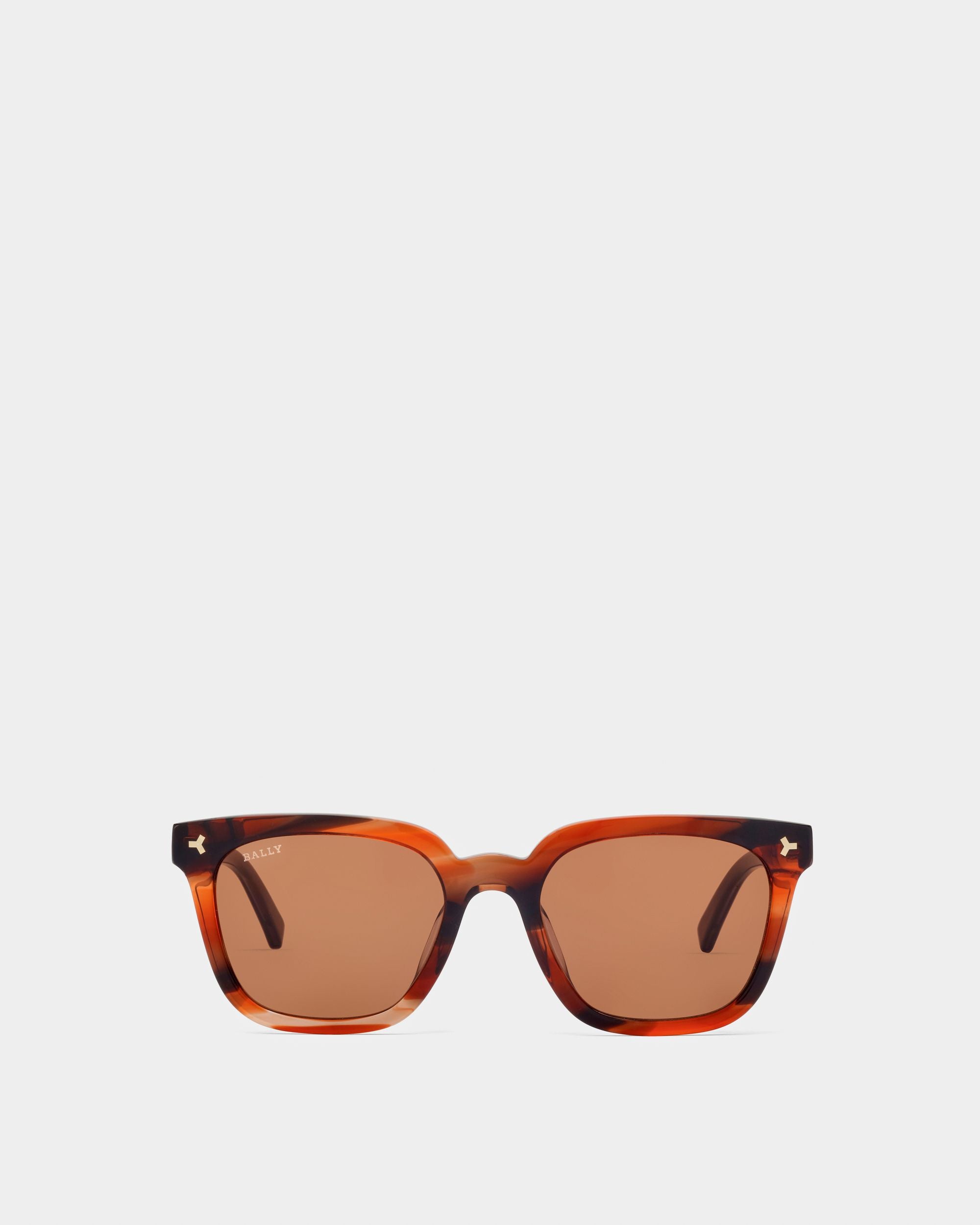 Occhiali Da Sole Eben In Acetato Marrone Tartarugato Con Lenti Marroni - Uomo - Bally - 01