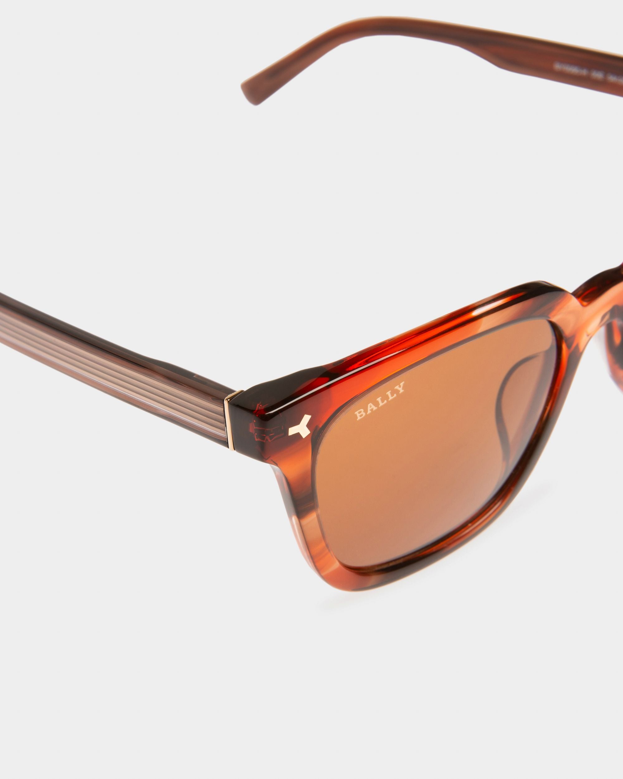 Occhiali Da Sole Eben In Acetato Marrone Tartarugato Con Lenti Marroni - Uomo - Bally - 02
