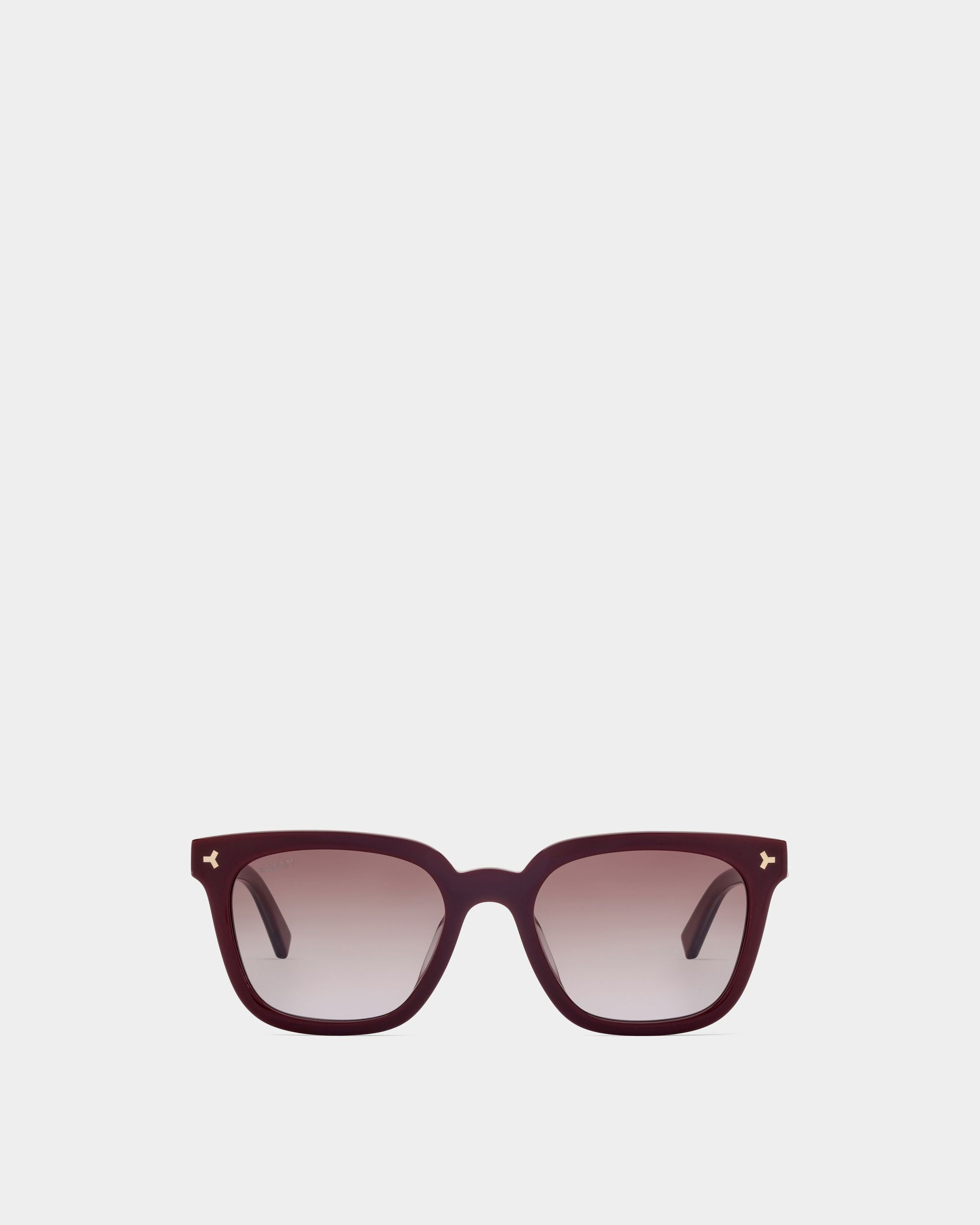Occhiali Da Sole Eben In Acetato Bordeaux Lucido Con Lenti Rosse Sfumate - Uomo - Bally - 01
