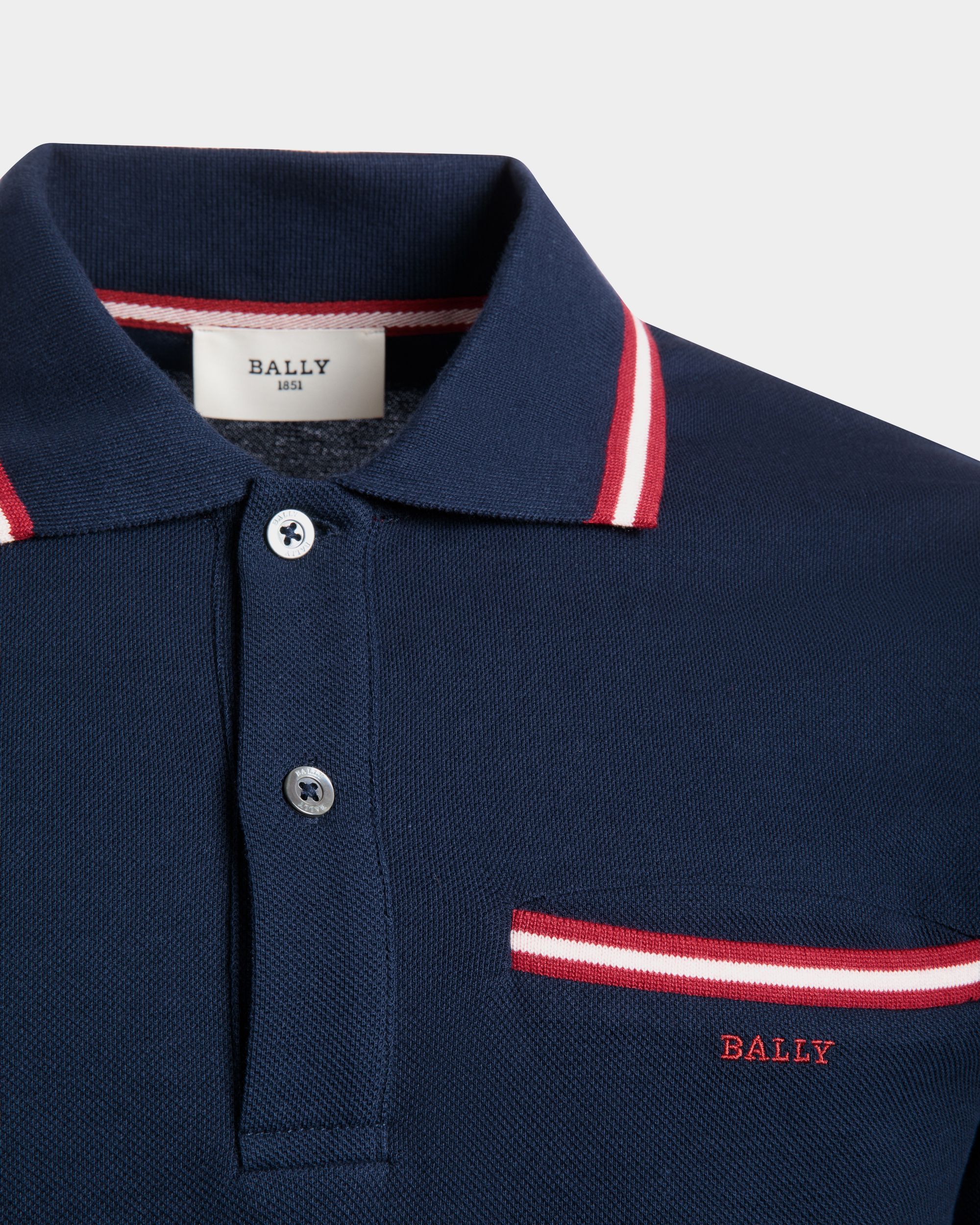 Polo In Cotone Piqué Blu - Uomo - Bally - 02