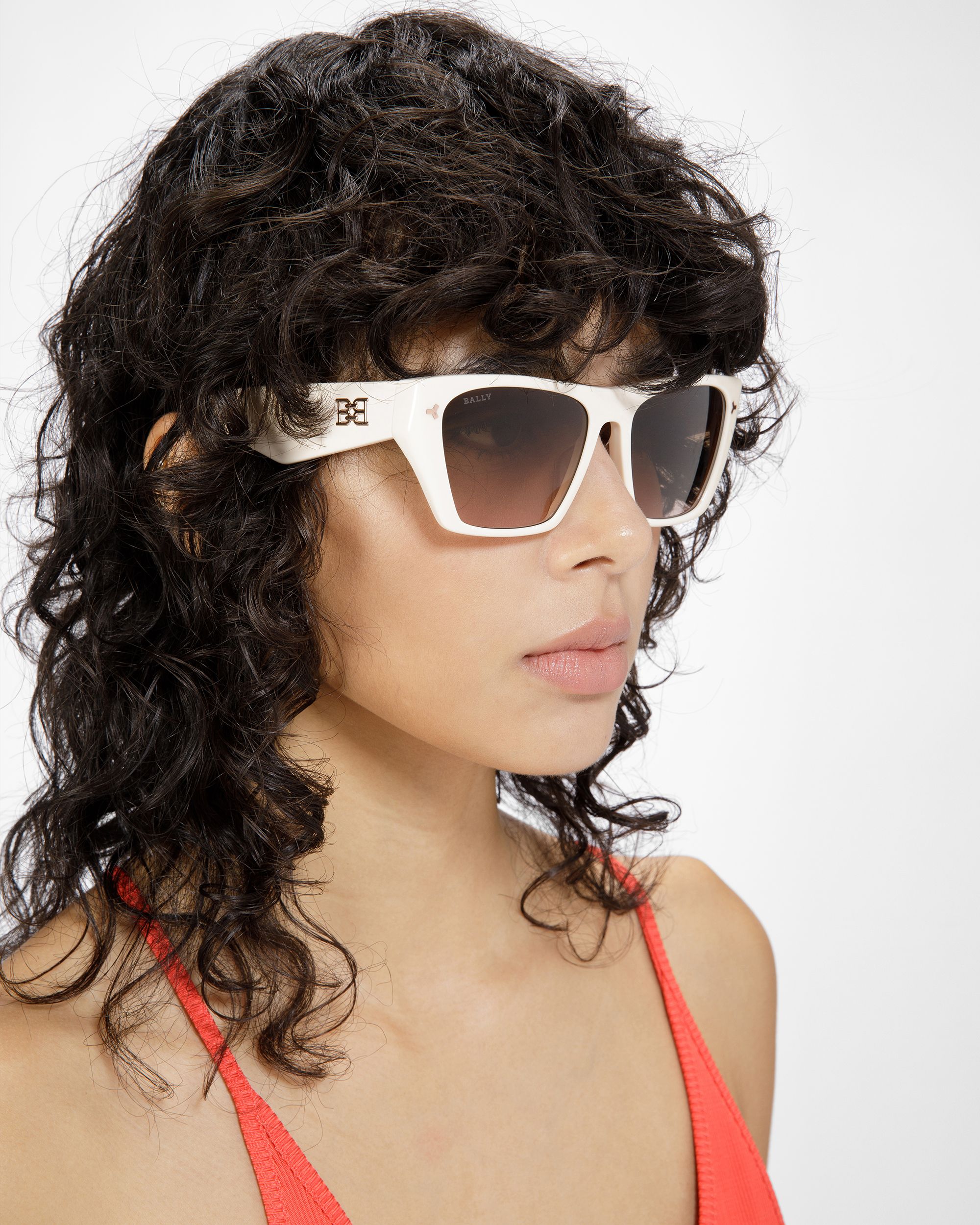Occhiali Da Sole Full-Rim Geometrici Ashley In Avorio - Donna - Bally - 02