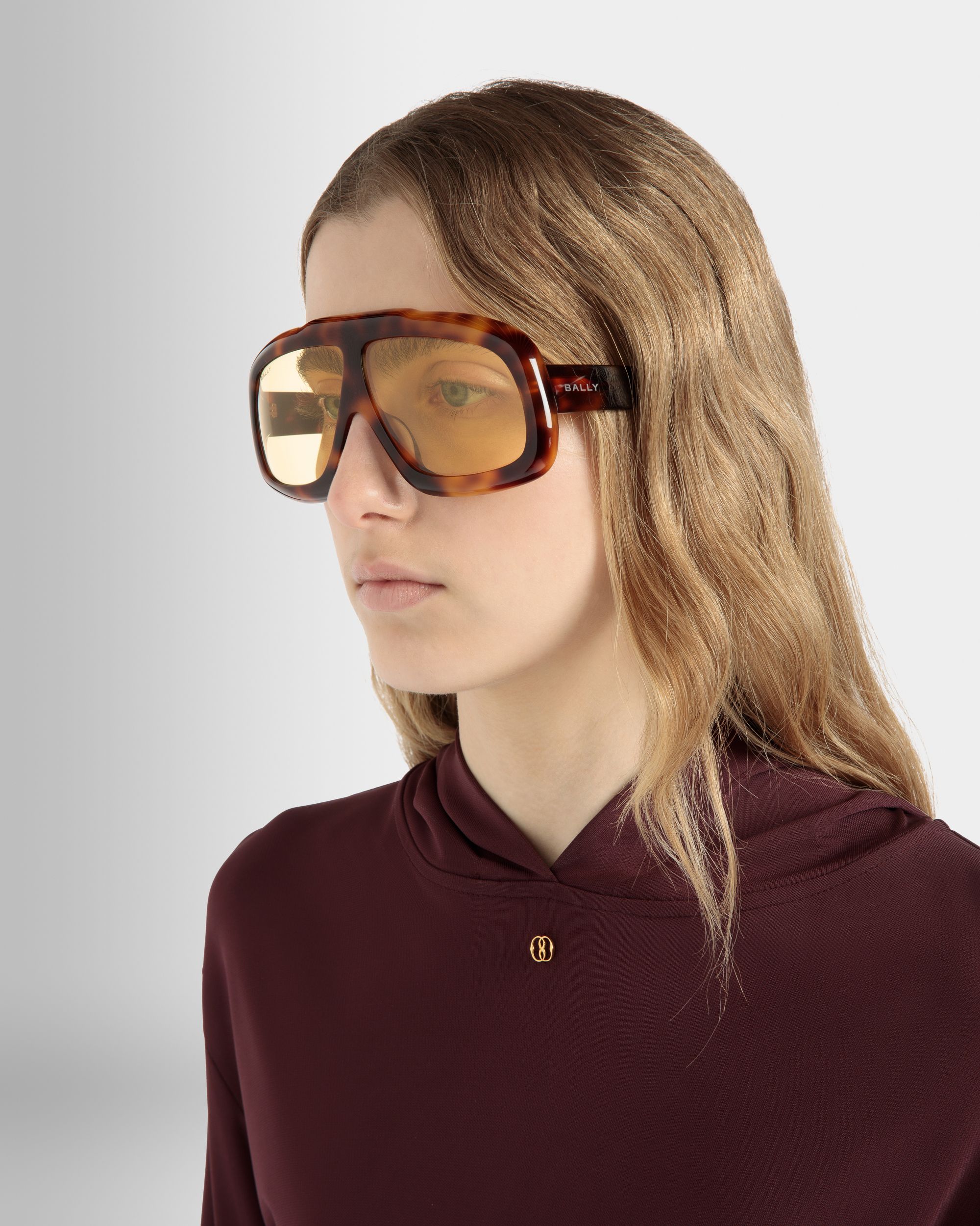 Occhiali Da Sole Eyger In Acetato Avana Con Lenti Gialle - Other - Bally - 02