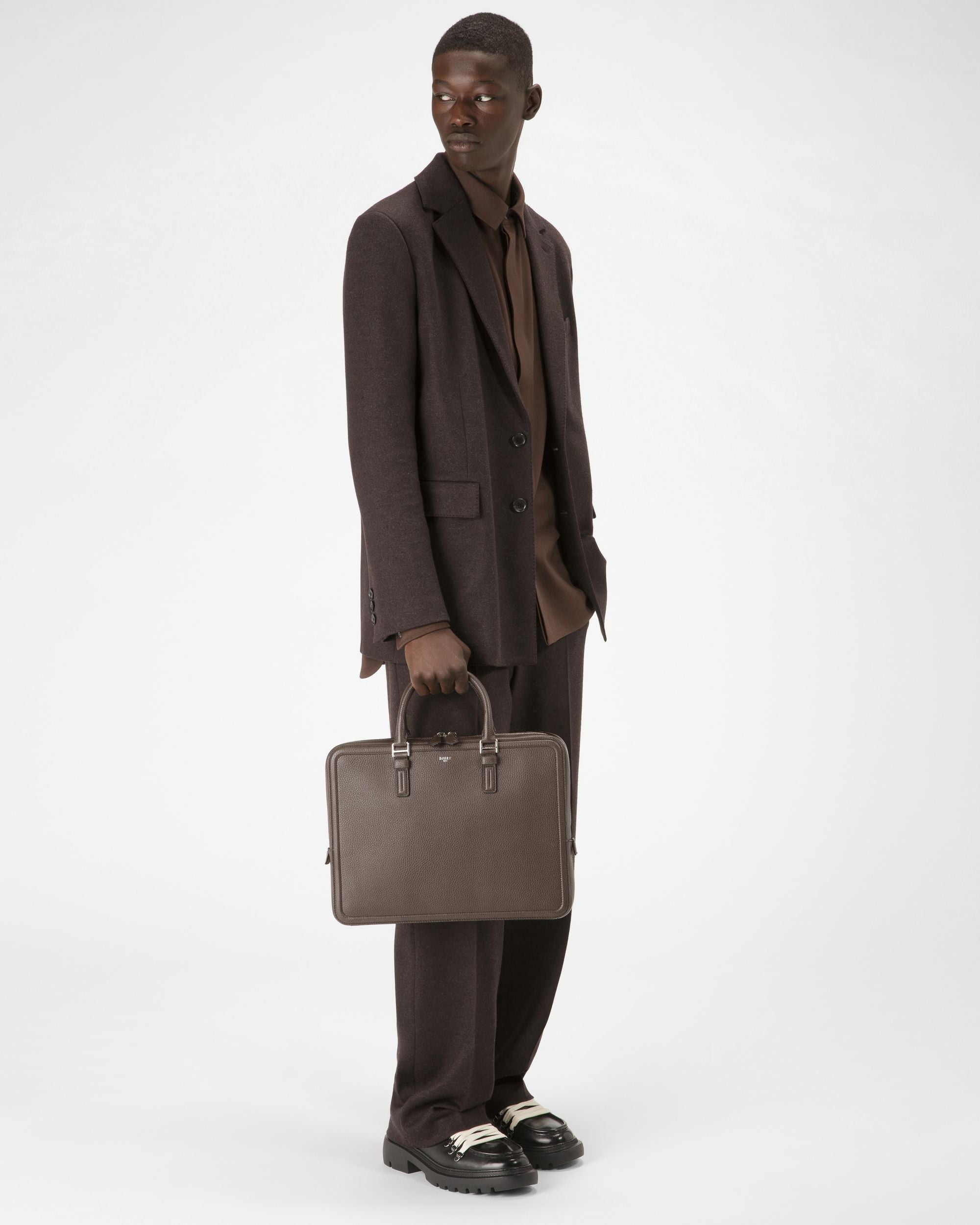 Sergy Borsa Da Lavoro In Pelle Marrone Scuro - Uomo - Bally - 06